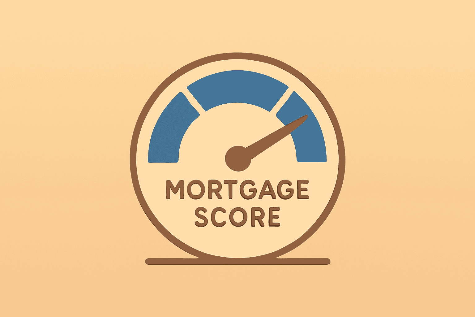 Flat-vector mortgage-score token fused with a rival badge to show FHFA VantageScore challenging FICO's mortgage role.