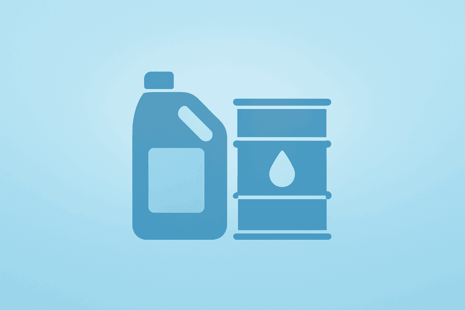 Flat filled vector of a household product icon beside an oil drum to convey margin pressure under Reckitt trading update.