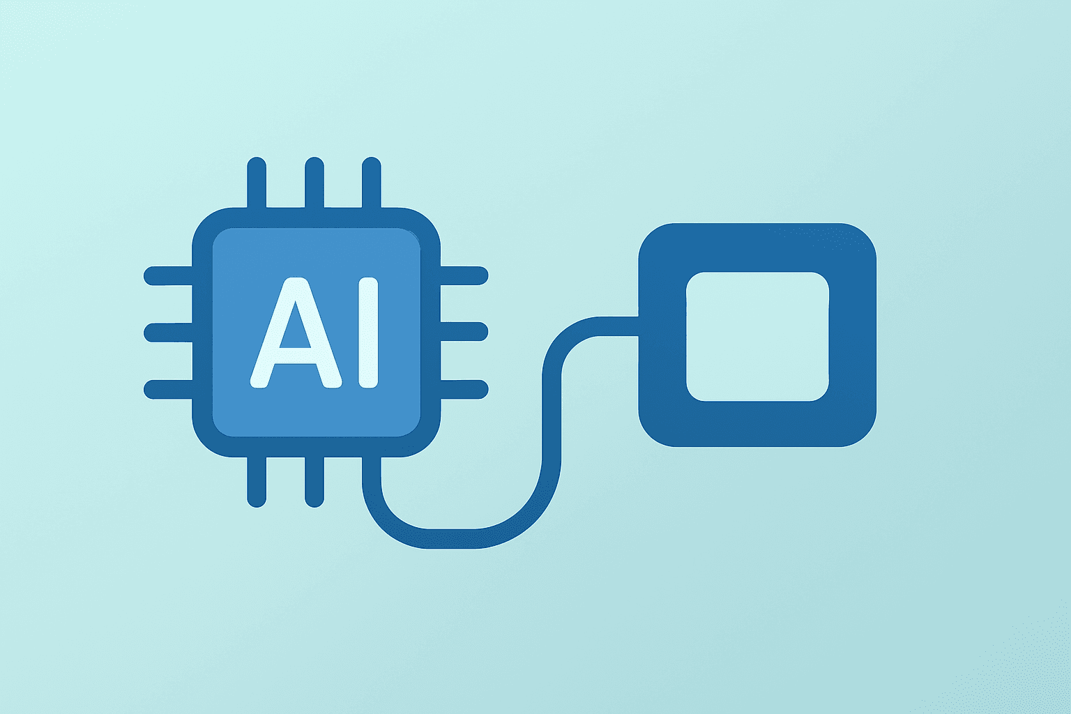 Flat vector of an AI chip branching into an independent server to represent Baidu Kunlunxin IPO and spin-off.