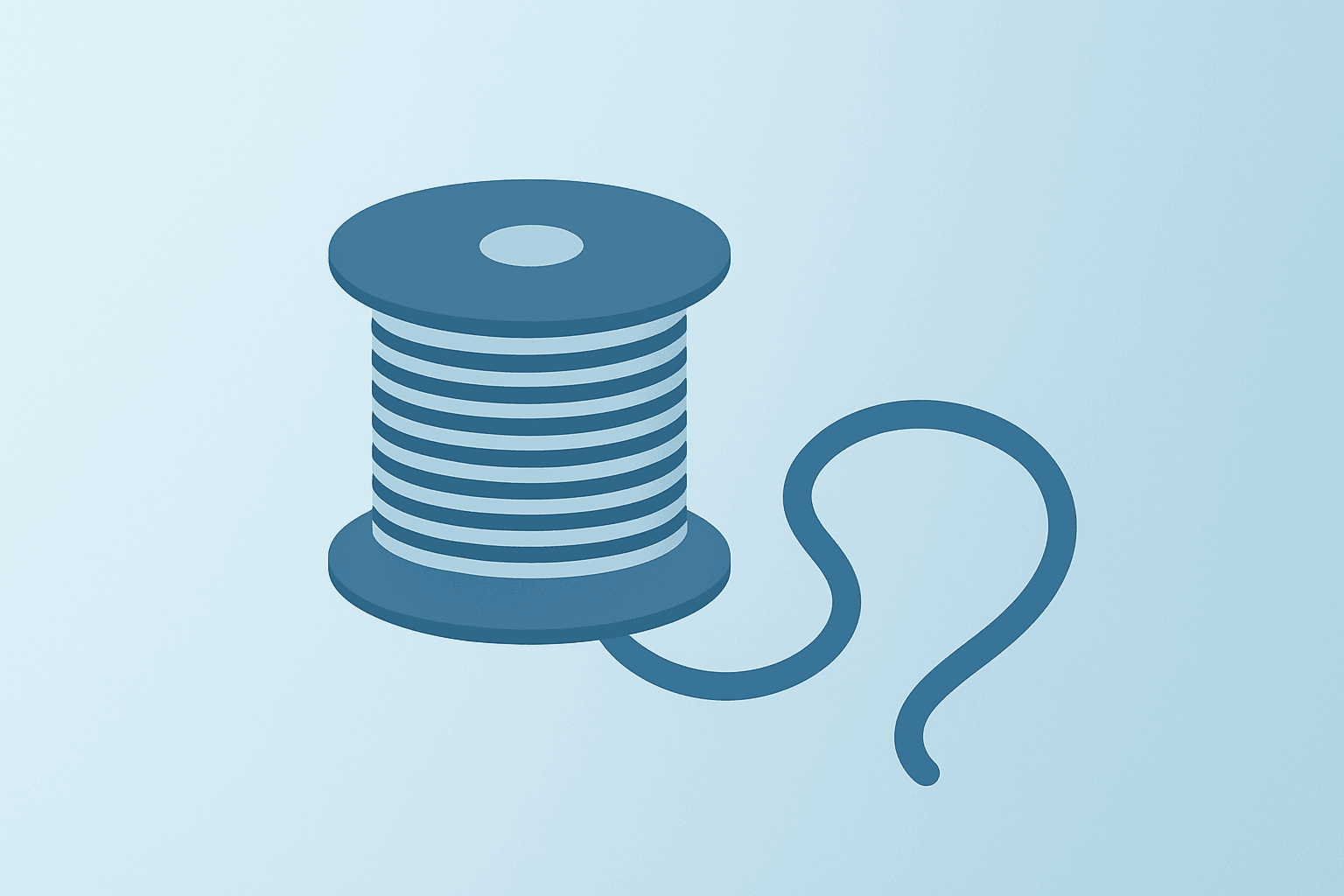 Flat vector of a fiber spool fused with expanding cable representing Corning Verizon fiber deal and visibility.