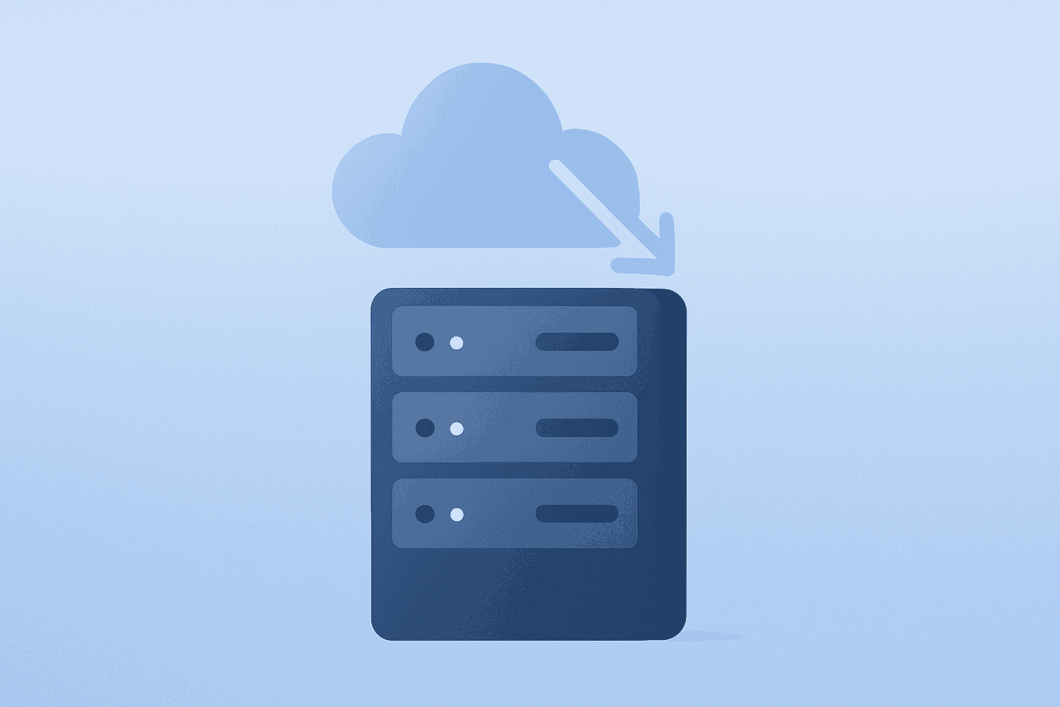 Centered flat vector of a GPU server rack with a dimming shell suggesting Meta cloud business pressure on neocloud providers