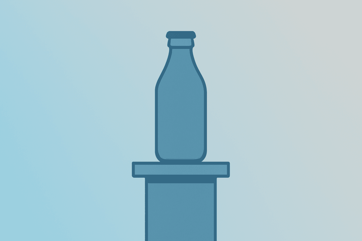 Flat vector of a classic glass bottle on a steady pedestal symbolizing Coca-Cola CEO succession and continuity.