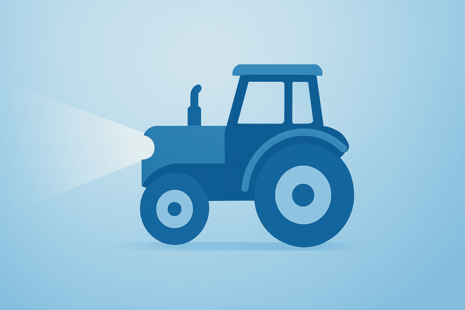 Flat filled vector of a farm equipment tractor with dimming light to symbolize Deere earnings outlook and margin pressure.