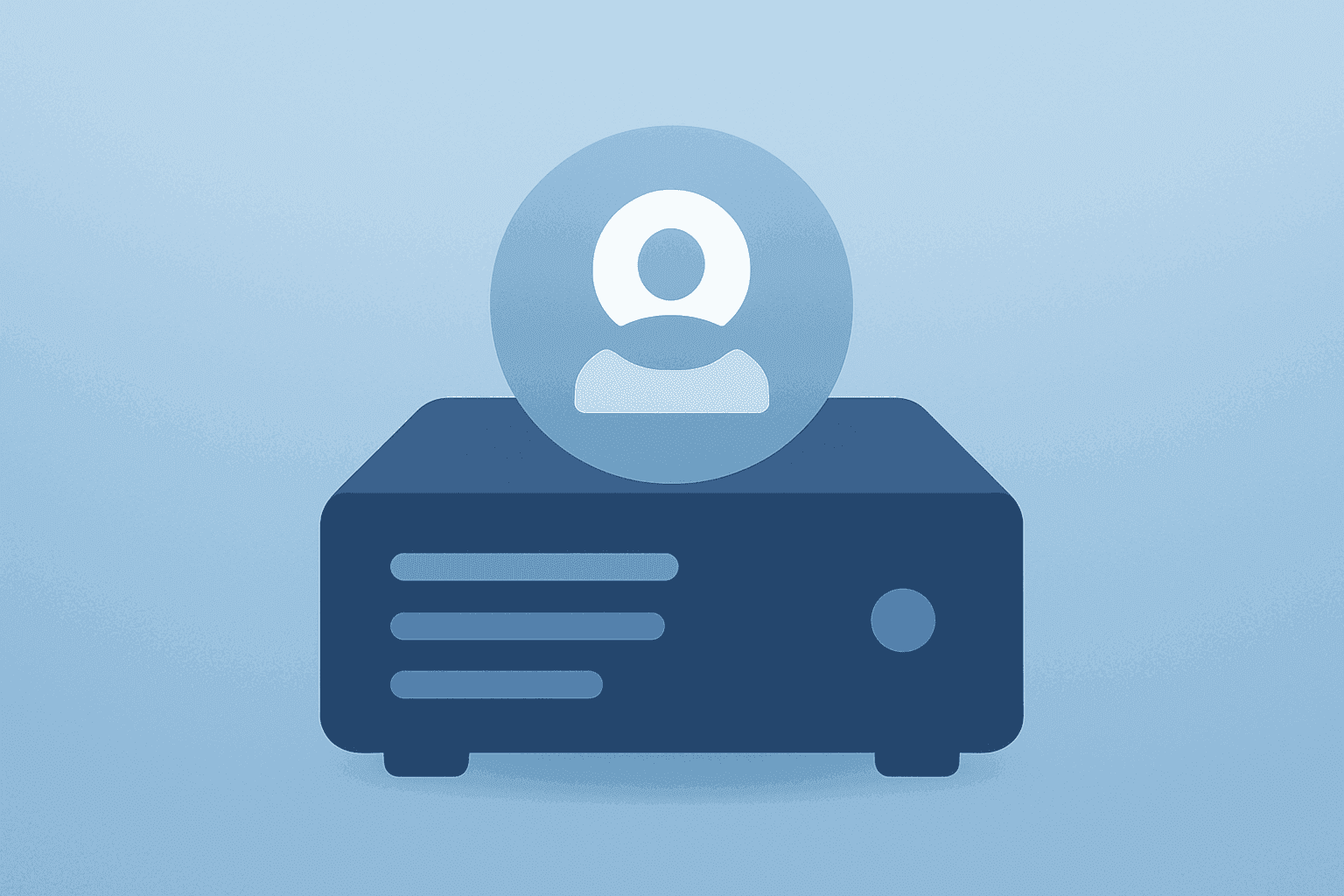 Flat vector cover of a streaming server with a dimmed halo and masked profile, depicting Spotify AI Persona impact