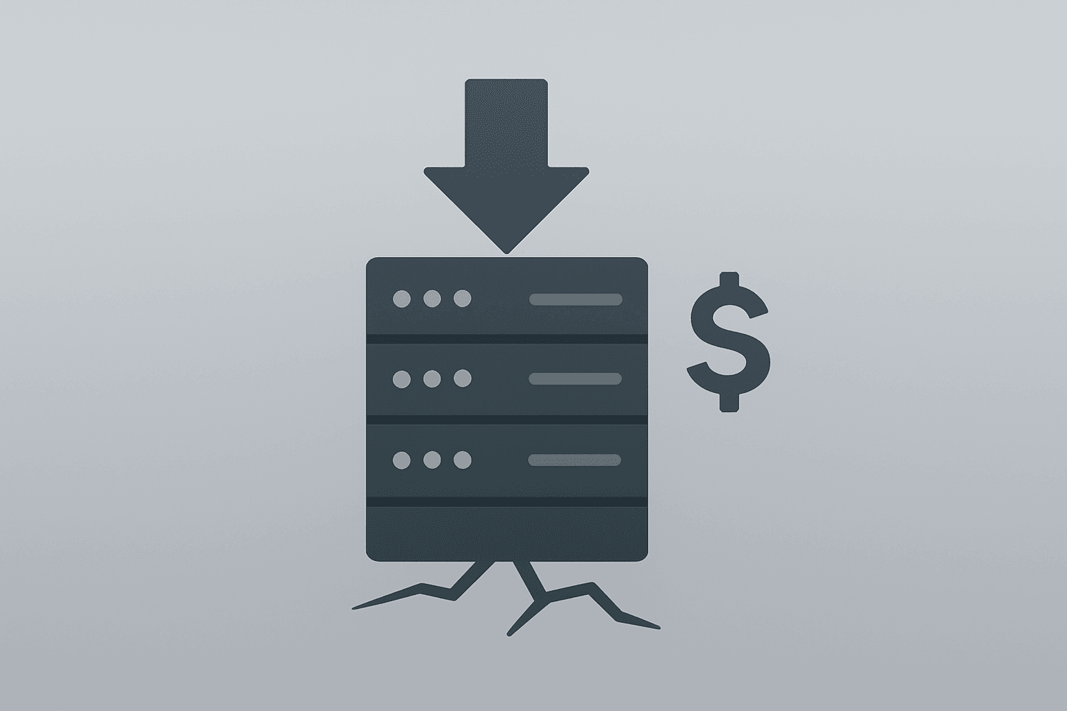 Flat vector of a server merged with expanding AI circuit to symbolize Oracle stock upgrade, capex strain and OpenAI exposure.