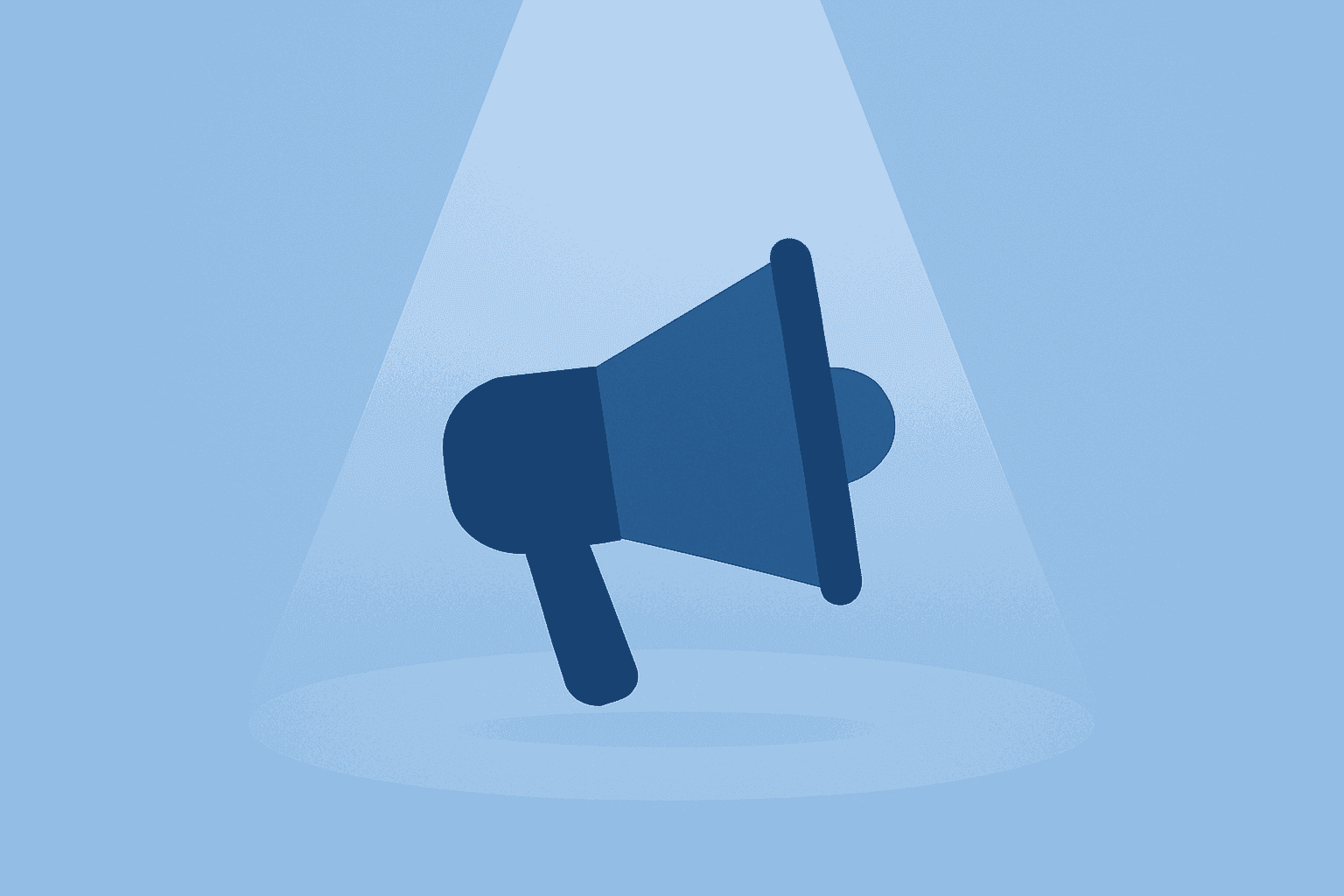 Flat filled vector of a marketing megaphone dimming to represent Disney layoffs and Project Imagine consolidation.