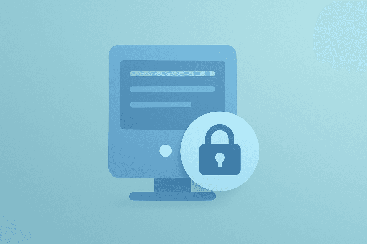 Centered flat vector of a search server with a publisher lock and document tag, illustrating CMA Google Rules and opt-outs.
