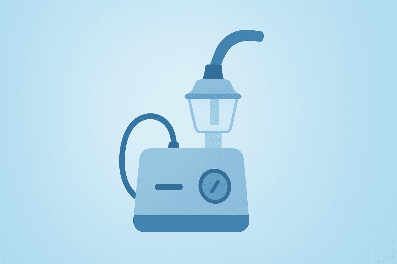 Flat vector of a nebulizer with a dimming nozzle symbolizing Theravance Biopharma CYPRESS trial failure and strategic review.