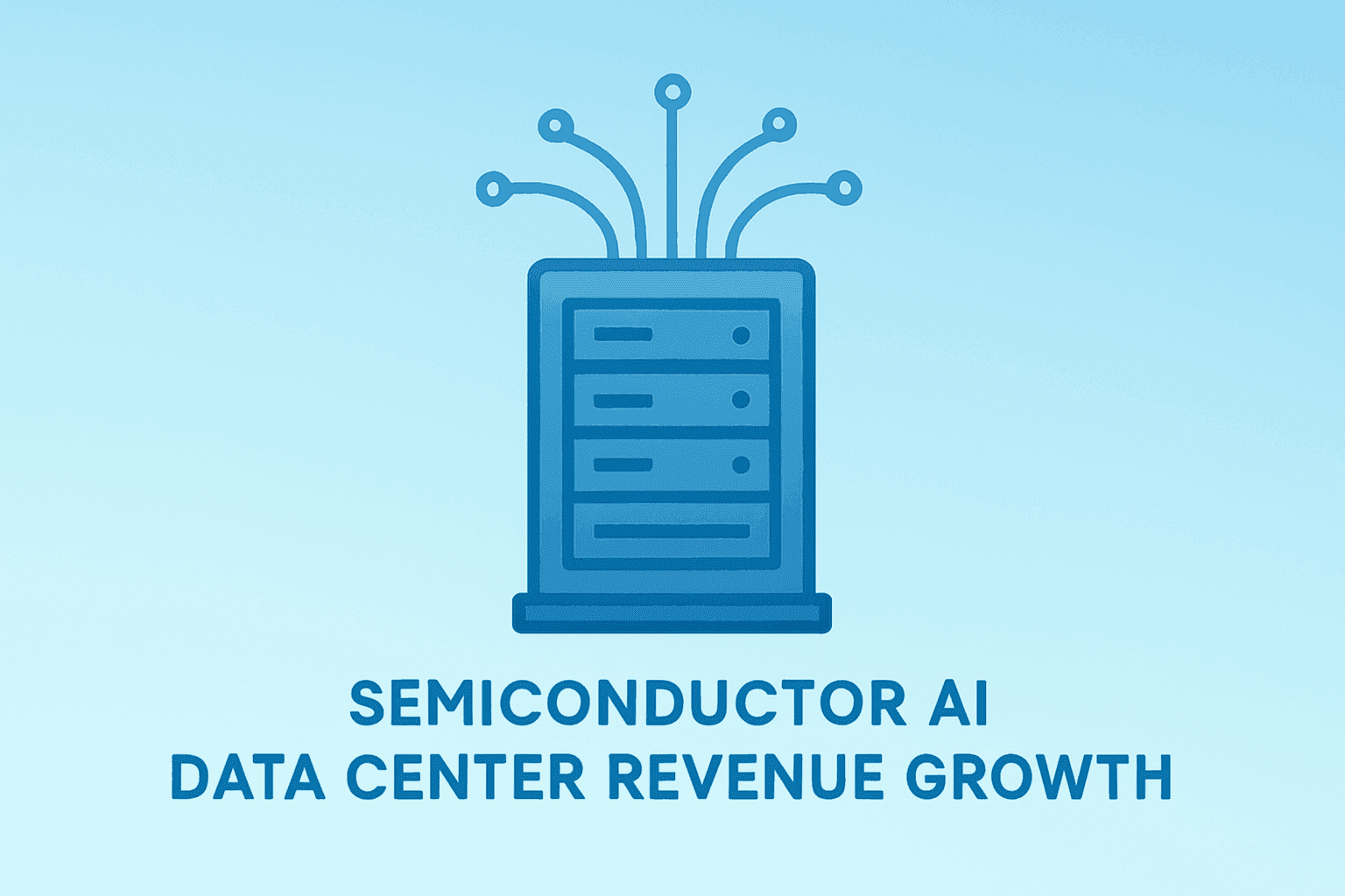 Flat filled vector of a server chip surging to represent Semtech earnings and AI data center growth on a smooth gradient.