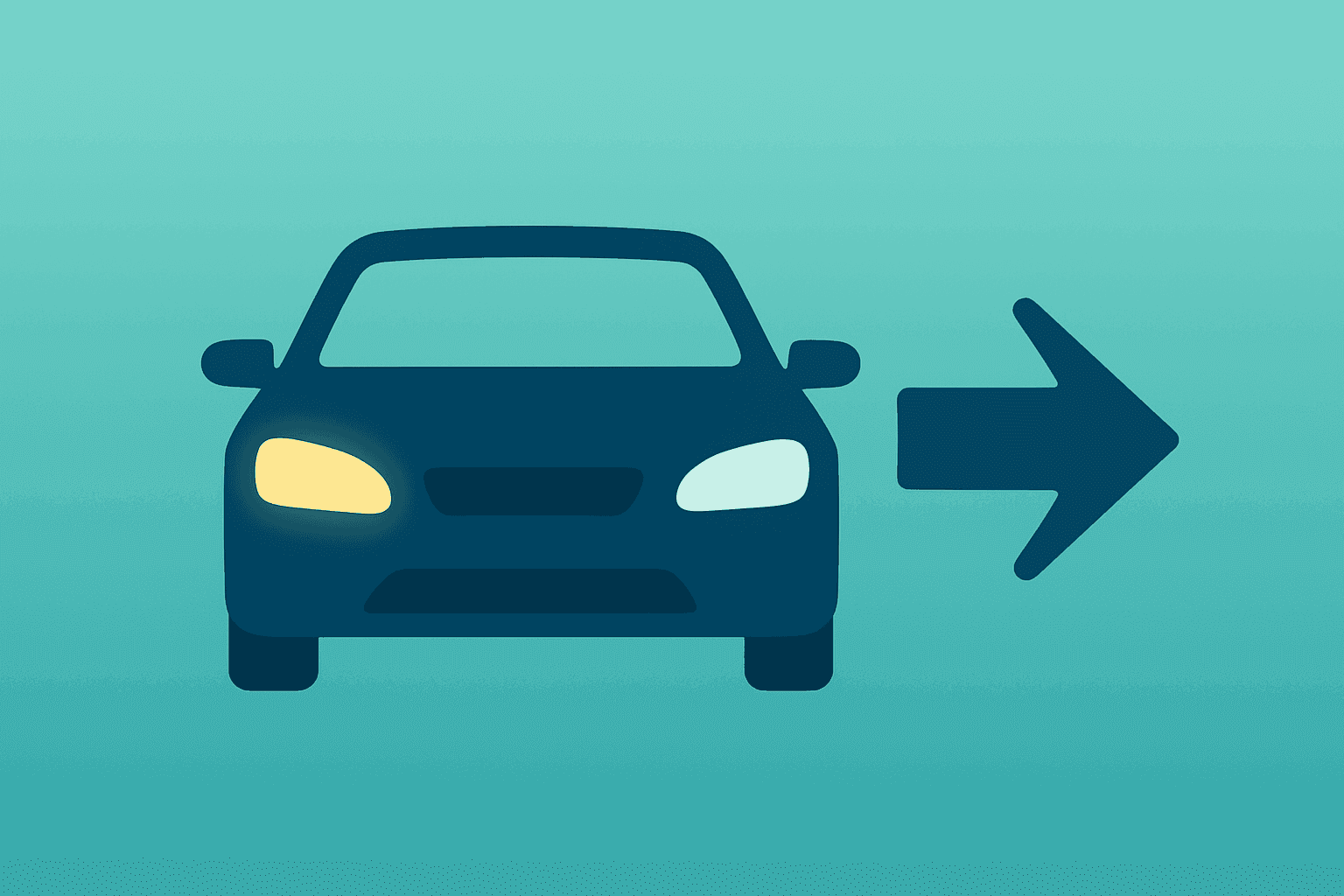 Flat-vector single retail car with a dimming headlight, symbolizing Carvana Q2 2026 earnings and cautious guidance.