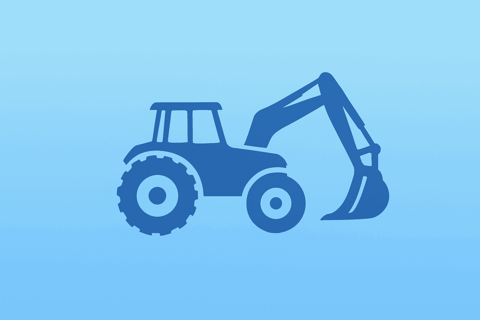 Flat vector of a farm tractor merging with a construction excavator to symbolize Deere Q2 earnings shift.