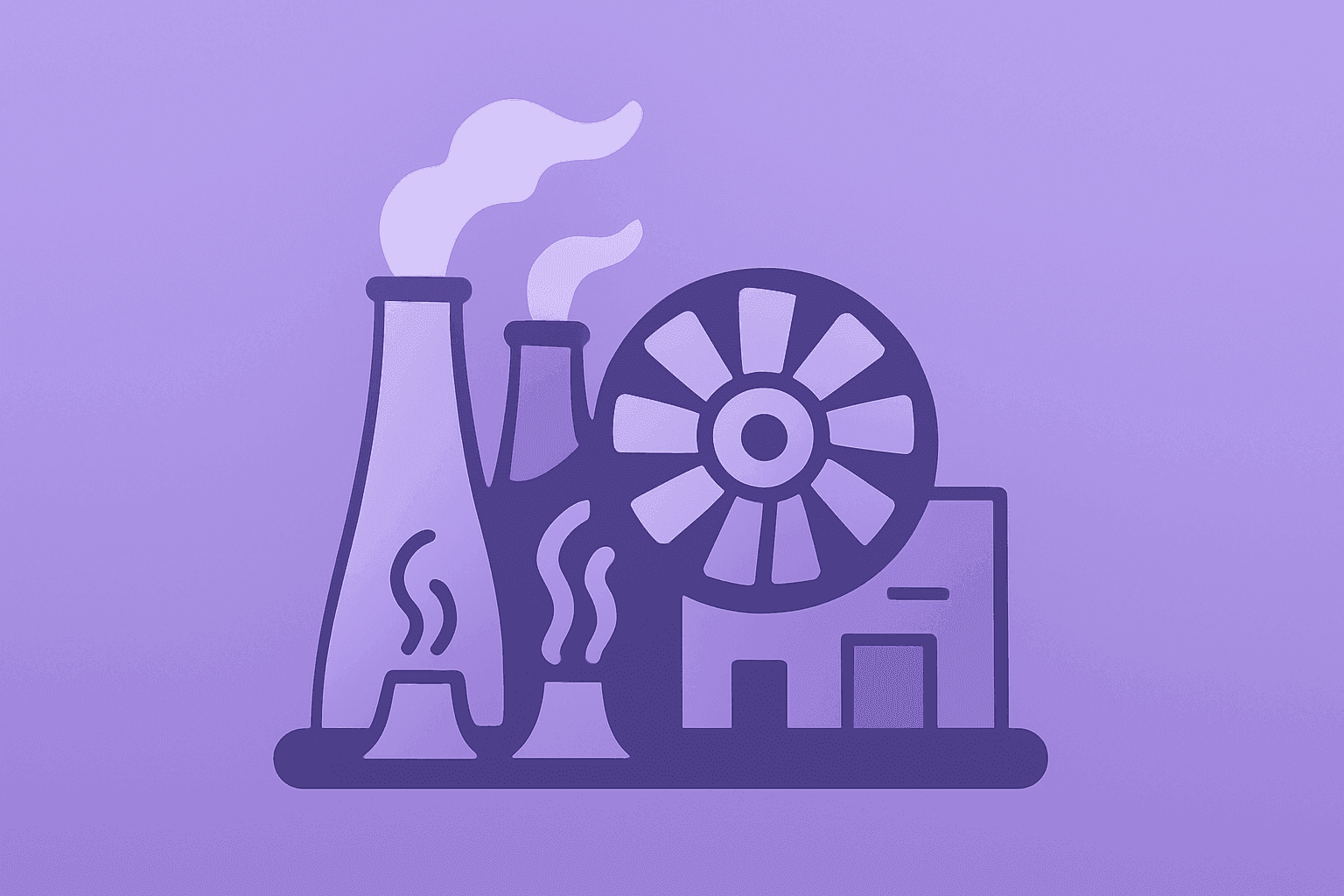 Flat vector of a geothermal turbine cluster representing the Fervo Energy Google PPA and project scale