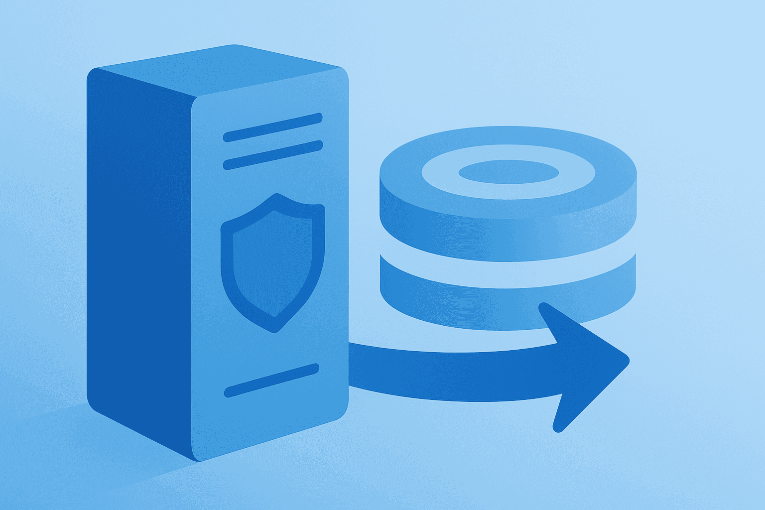 Flat filled vector of an insurance server expanding its data core to symbolize the Aon USI acquisition and E&S expansion.