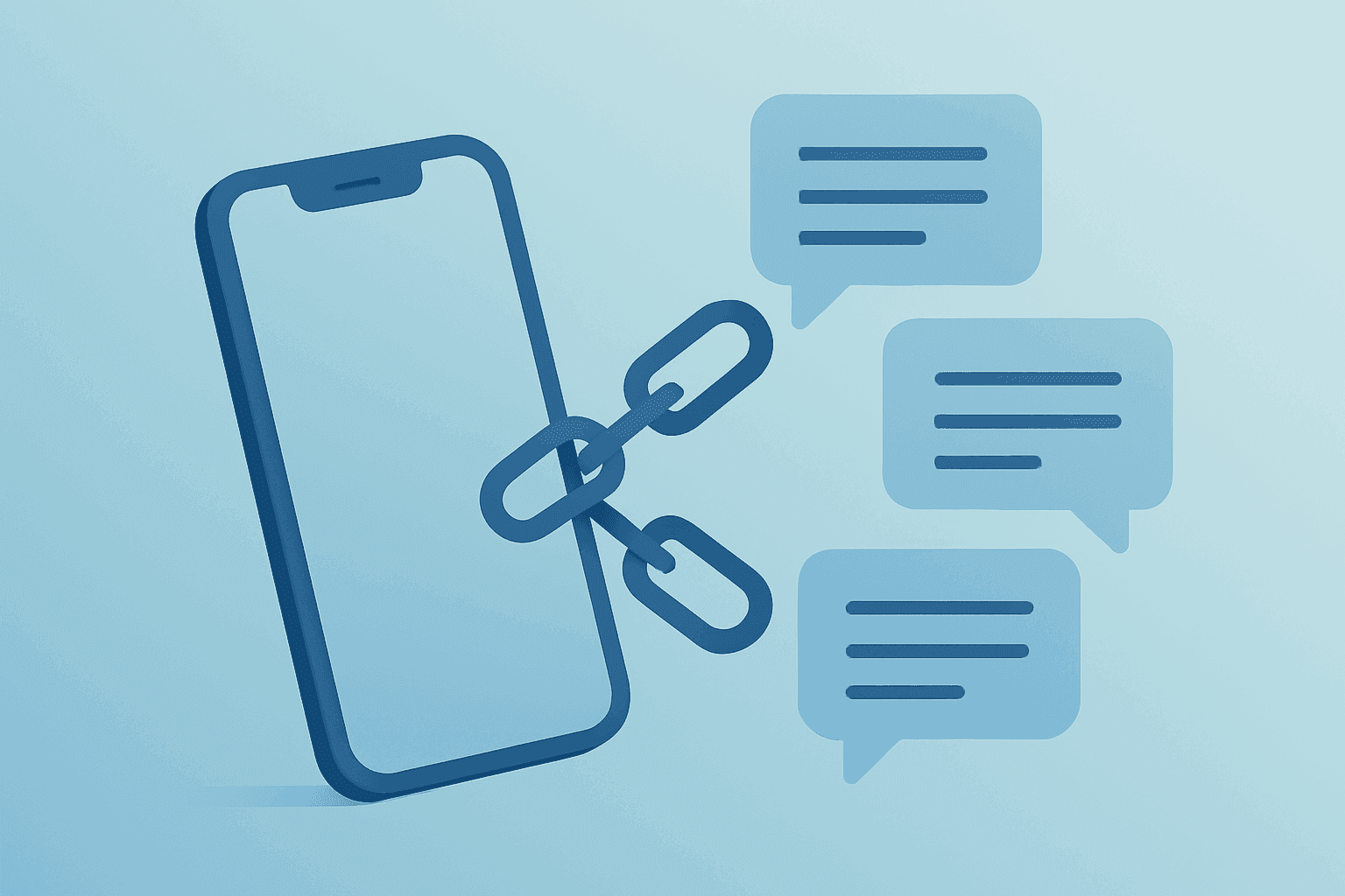 Flat-vector smartphone cluster expanding with linked message bubbles to illustrate Salesforce to Acquire Braze platform fit