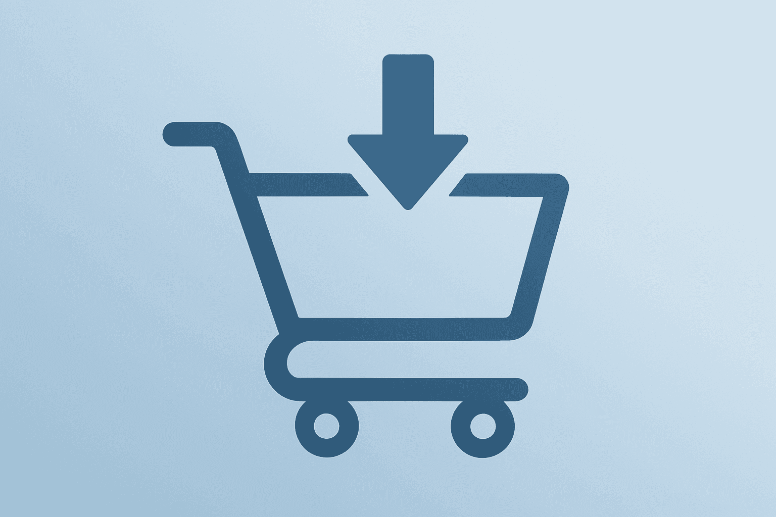Flat-vector illustration of a retail shopping cart showing a Walmart stock upgrade tied to inflation and market-share gains.