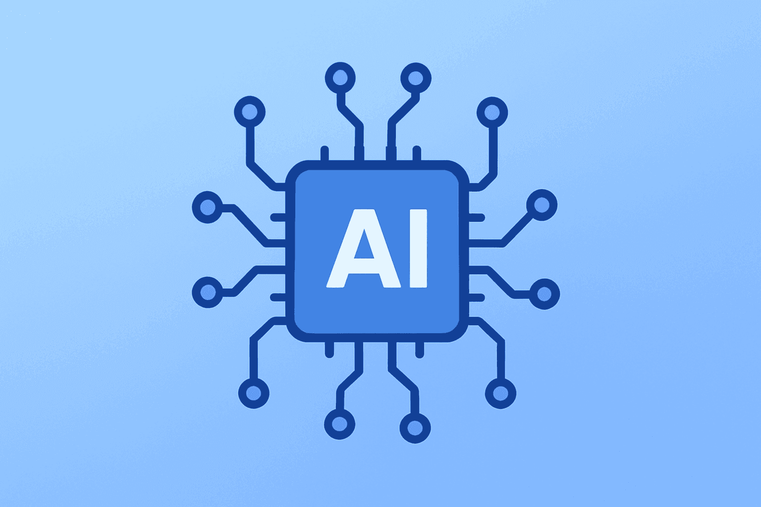 Flat filled vector of a server-grade AI chip with a bridging circuit symbolizing export focus during the Trump China Visit.