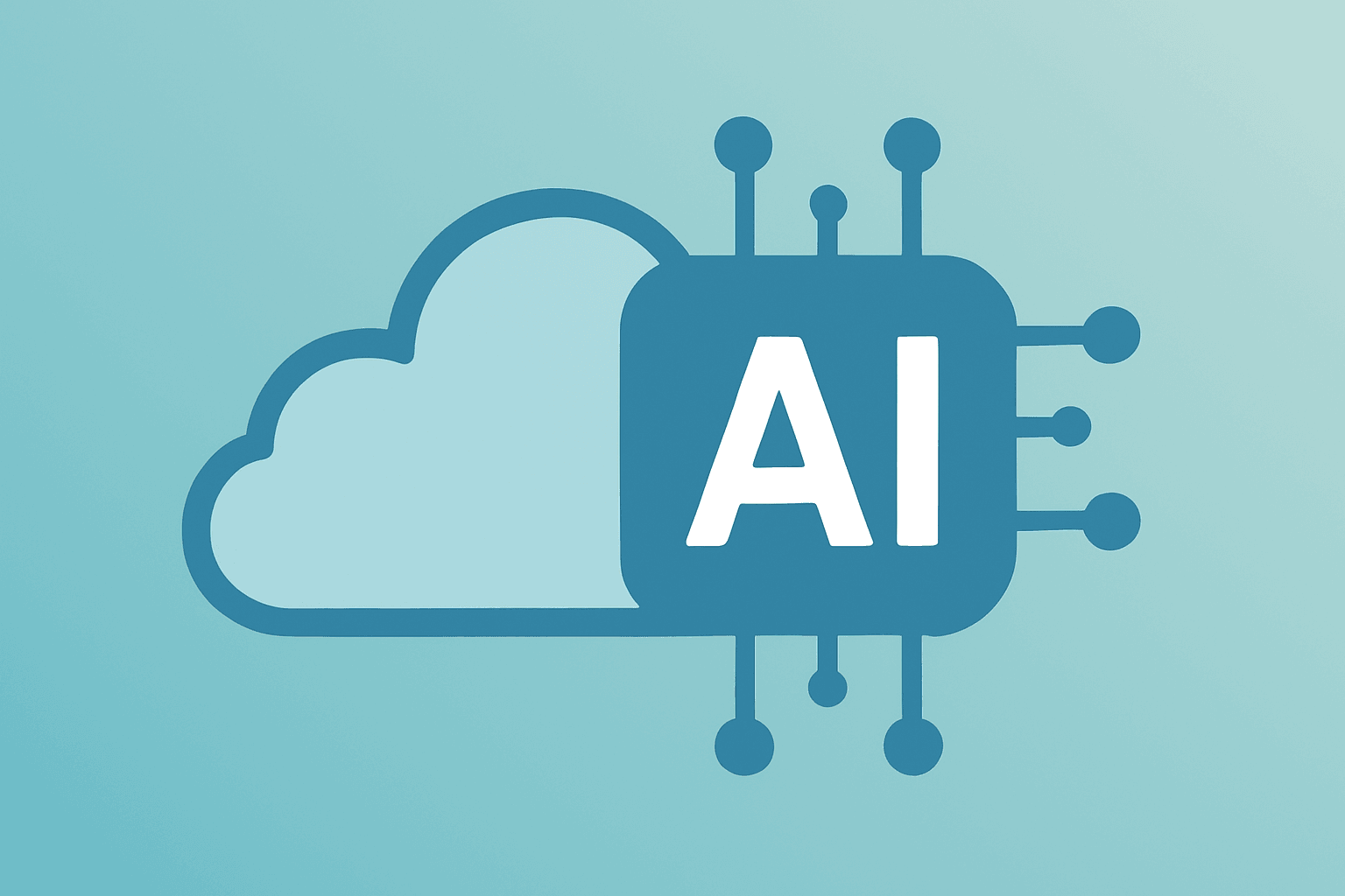 Flat filled vector of a cloud server fused with AI modules to symbolize Snowflake earnings and a guidance lift.
