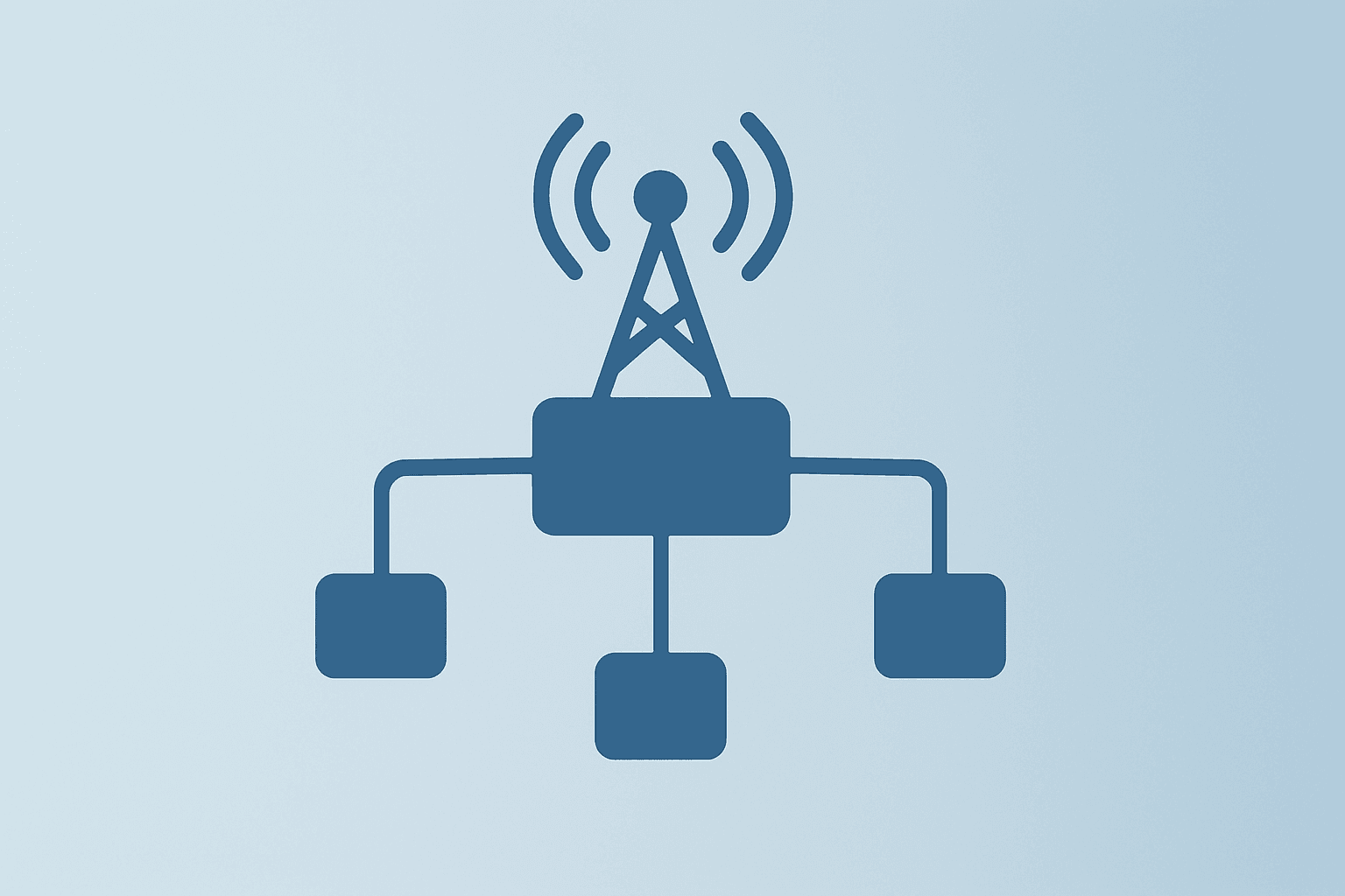 Flat filled vector of a telecom hub icon symbolizing Verizon layoffs and a strategic shift to AI and customer focus