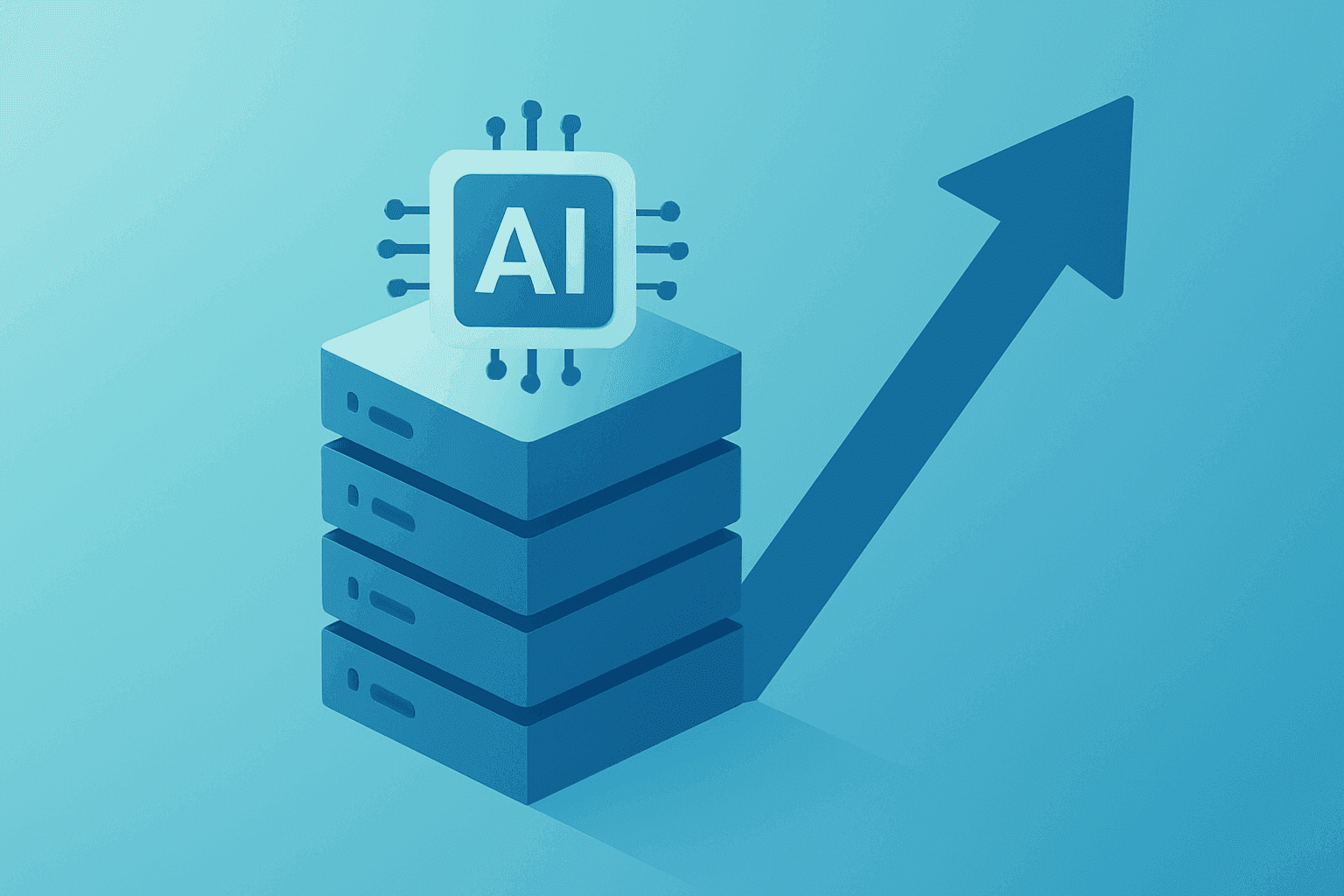 Flat vector of server rack scaling modules to symbolize Microsoft Q3 2026 earnings AI run-rate surge and capex drive.