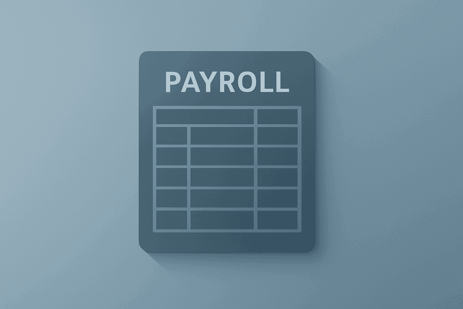 Flat filled vector of a payroll ledger with dim glow and subtle shadow lift, illustrating slower hiring in ADP Jobs Report.