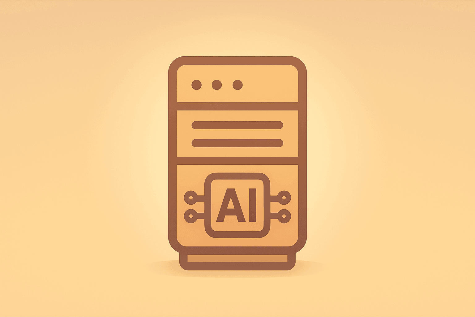 Flat vector of an AI server under a dimming compute glow symbolizing the Anthropic AI pause and governance slowdown.