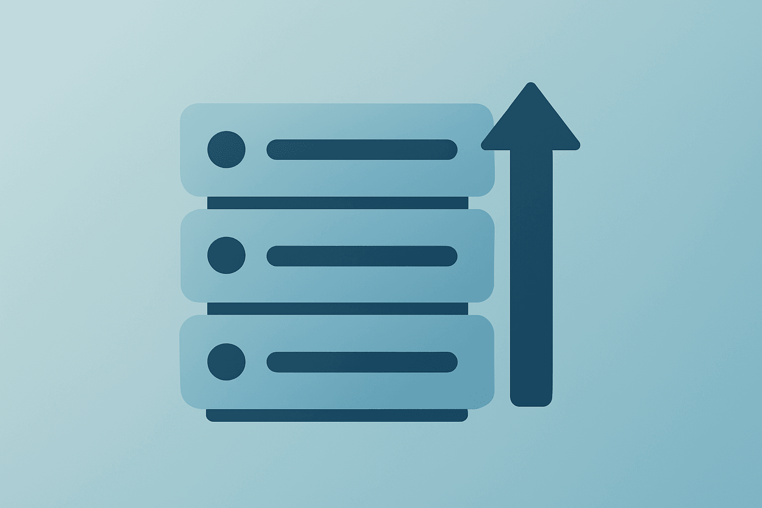 Flat vector server drive motif representing Western Digital earnings and AI data center storage demand on a soft gradient.