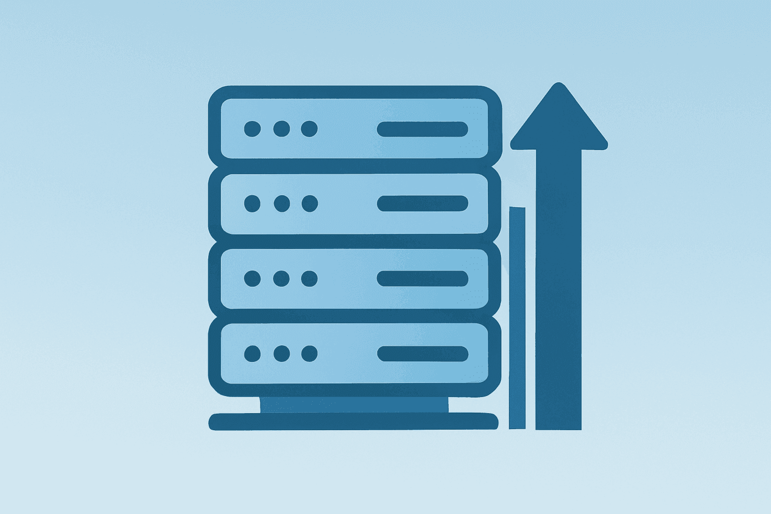 Flat vector server stack expanding to signal Microsoft stock technical momentum and cloud expansion, subtle shadow lift.