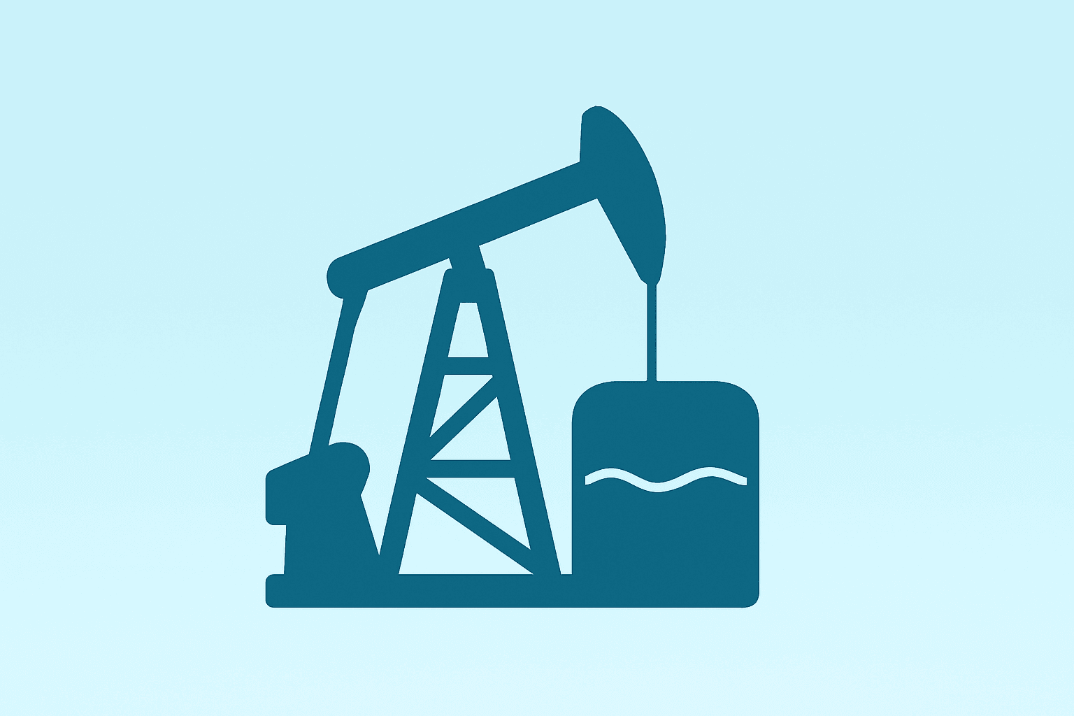 Flat vector of an oil pump merging into a reservoir column symbolizing Continental Resources Venezuela Deal and Orinoco push.