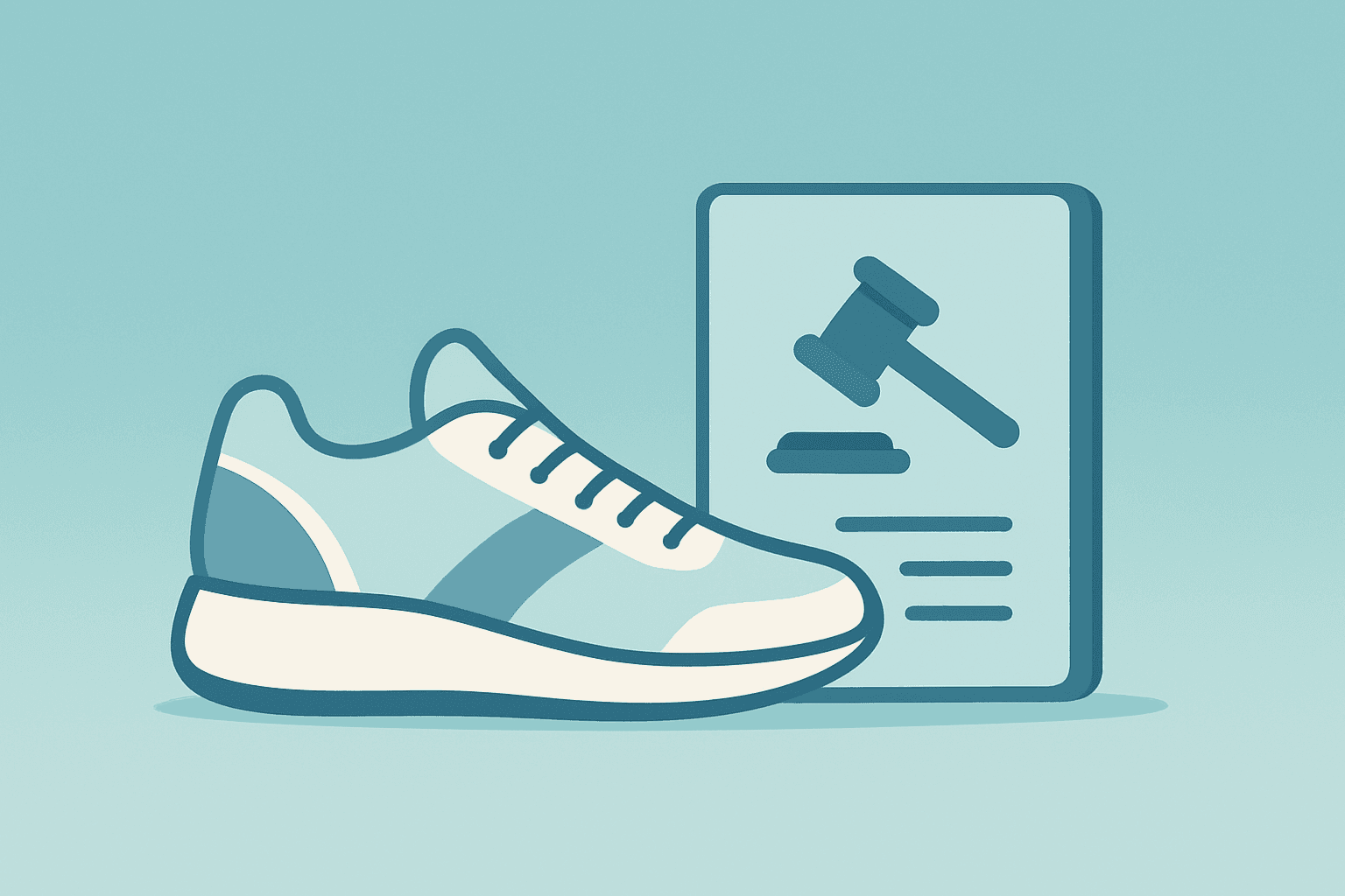 Stylized flat-vector sneaker with a cracked sole and shadow, symbolizing the Nike EEOC investigation and DEI scrutiny.