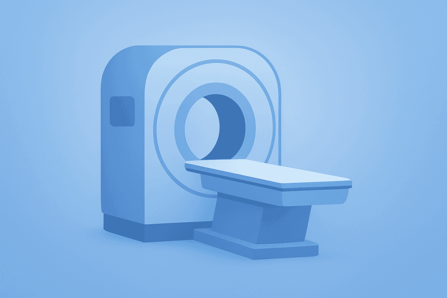 Flat vector of a medical scanner with unfolding panels symbolizing Philips Q1 2026 results' order growth and margin momentum