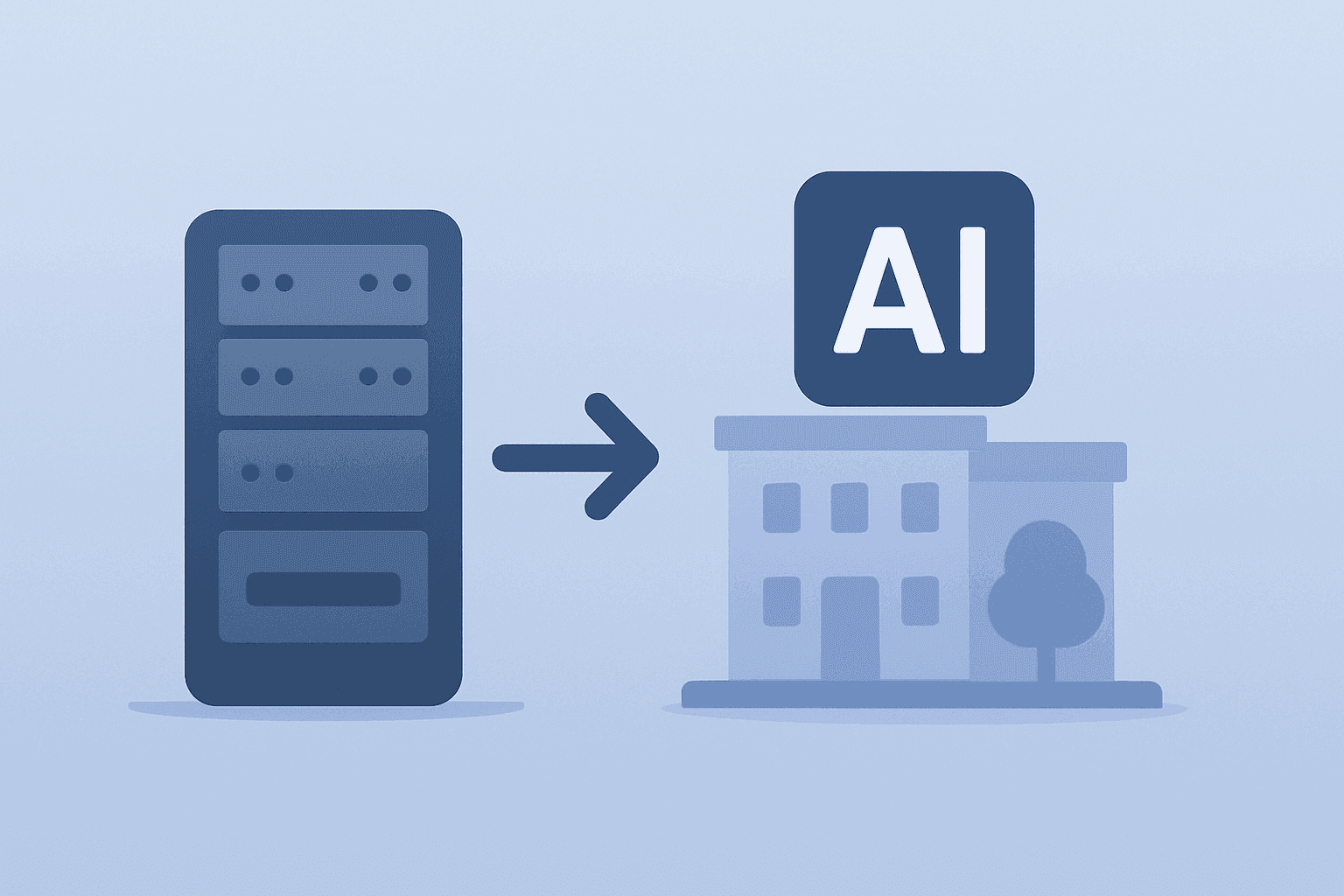 Flat vector of a server tower merging into a growing data campus representing the TeraWulf Anthropic lease and AI pivot.