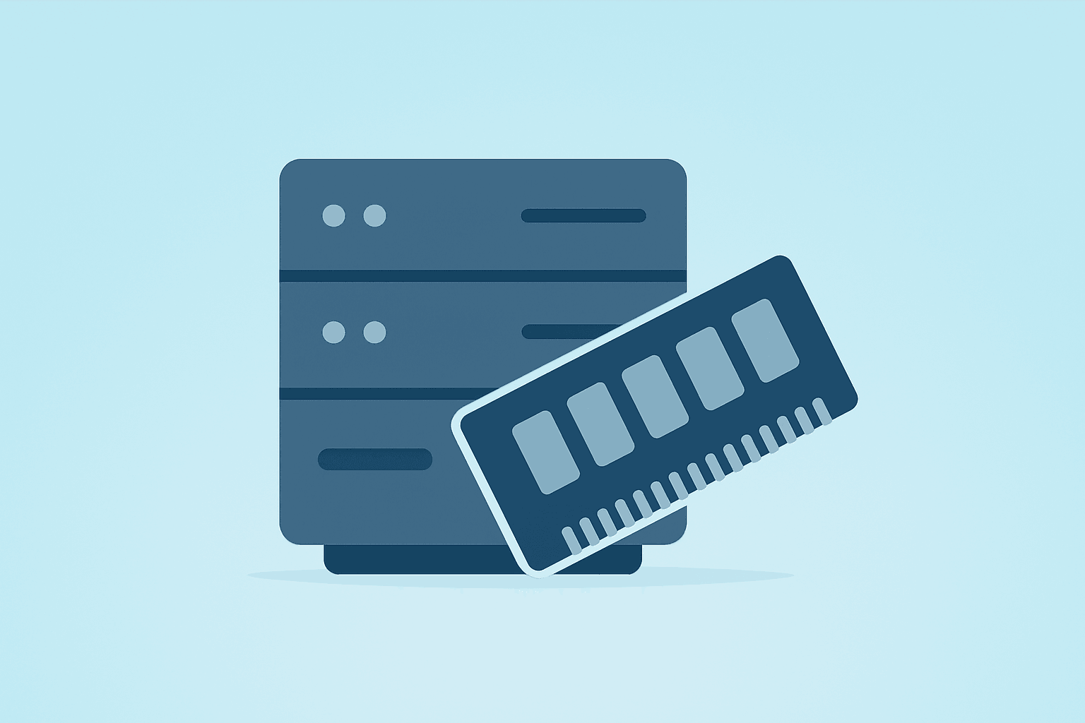 Flat filled vector of a server rack expanding memory modules representing Penguin Solutions Q3 earnings and AI demand.