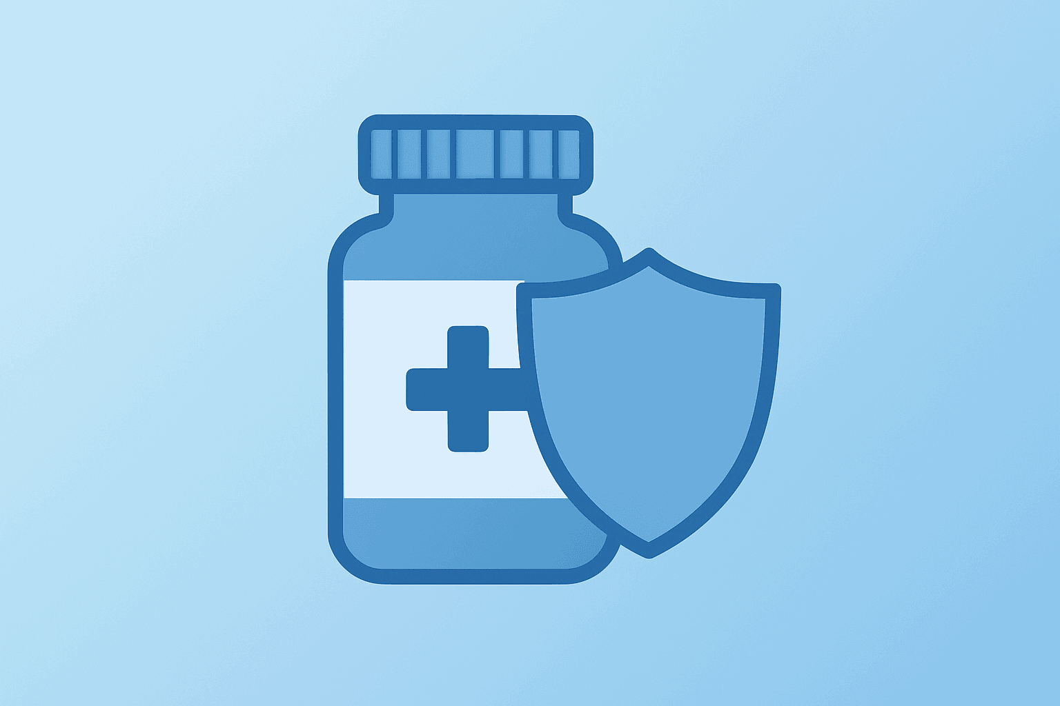 Flat-vector pharmacy vault fused with insurer shield representing CVS Q1 earnings from Health Care Benefits margin recovery.