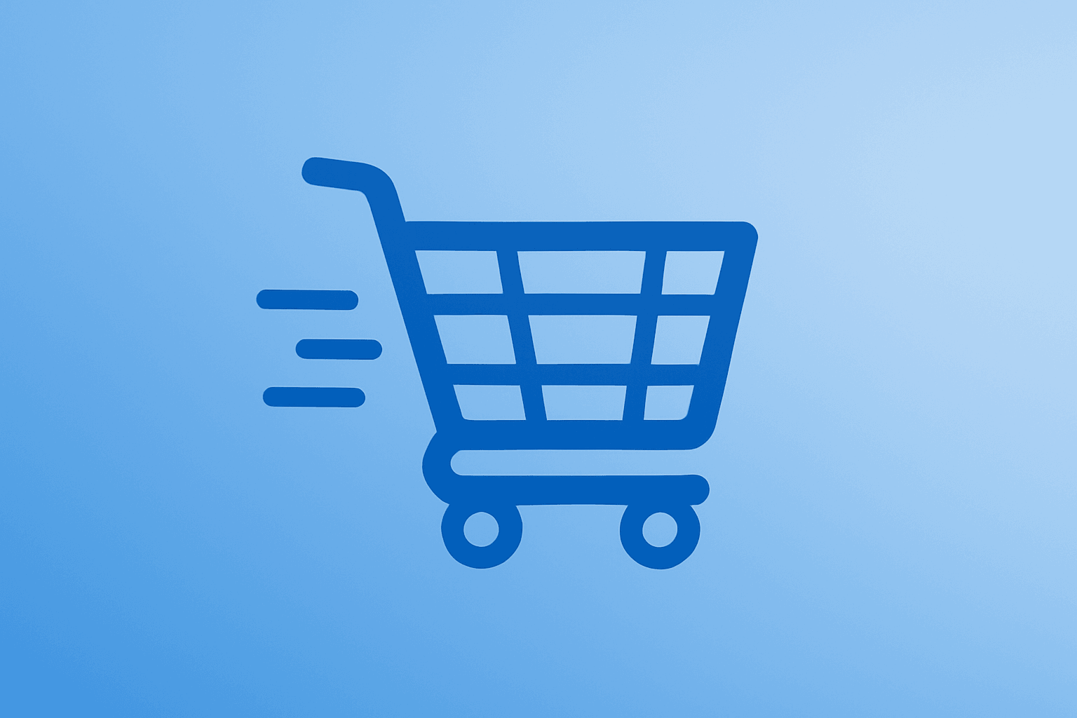Flat vector shopping cart gaining momentum on a cobalt-silver gradient, symbolic of Target Q2 earnings turnaround test.