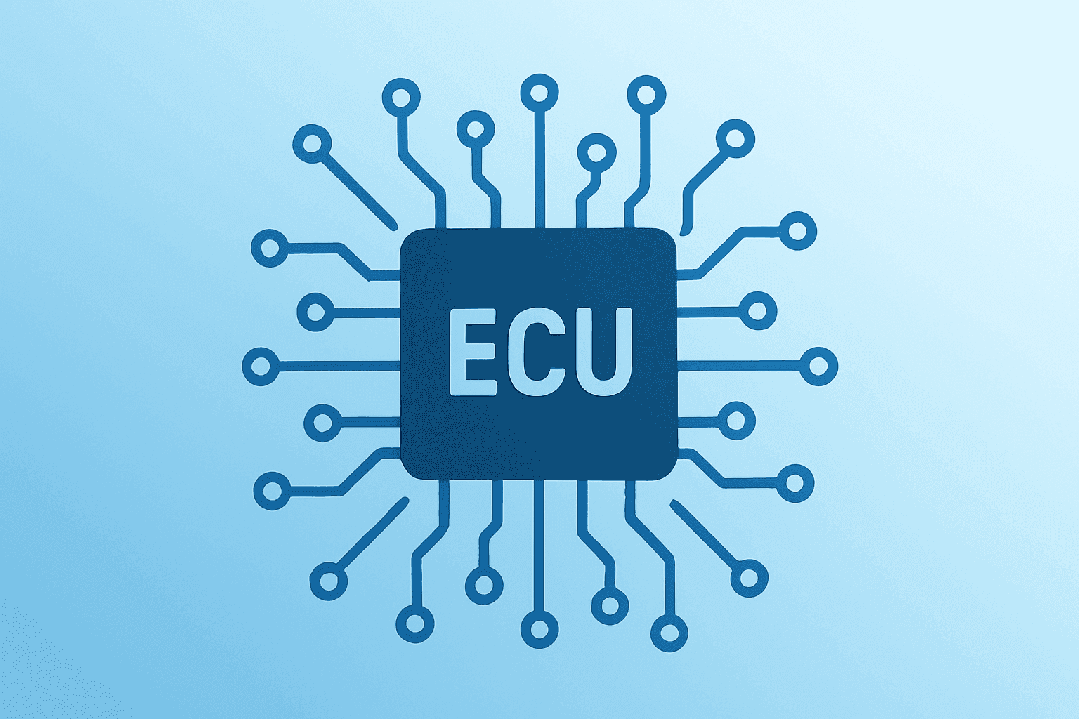 Flat vector showing a vehicle ECU module expanding to symbolize embedded software momentum and BlackBerry earnings.