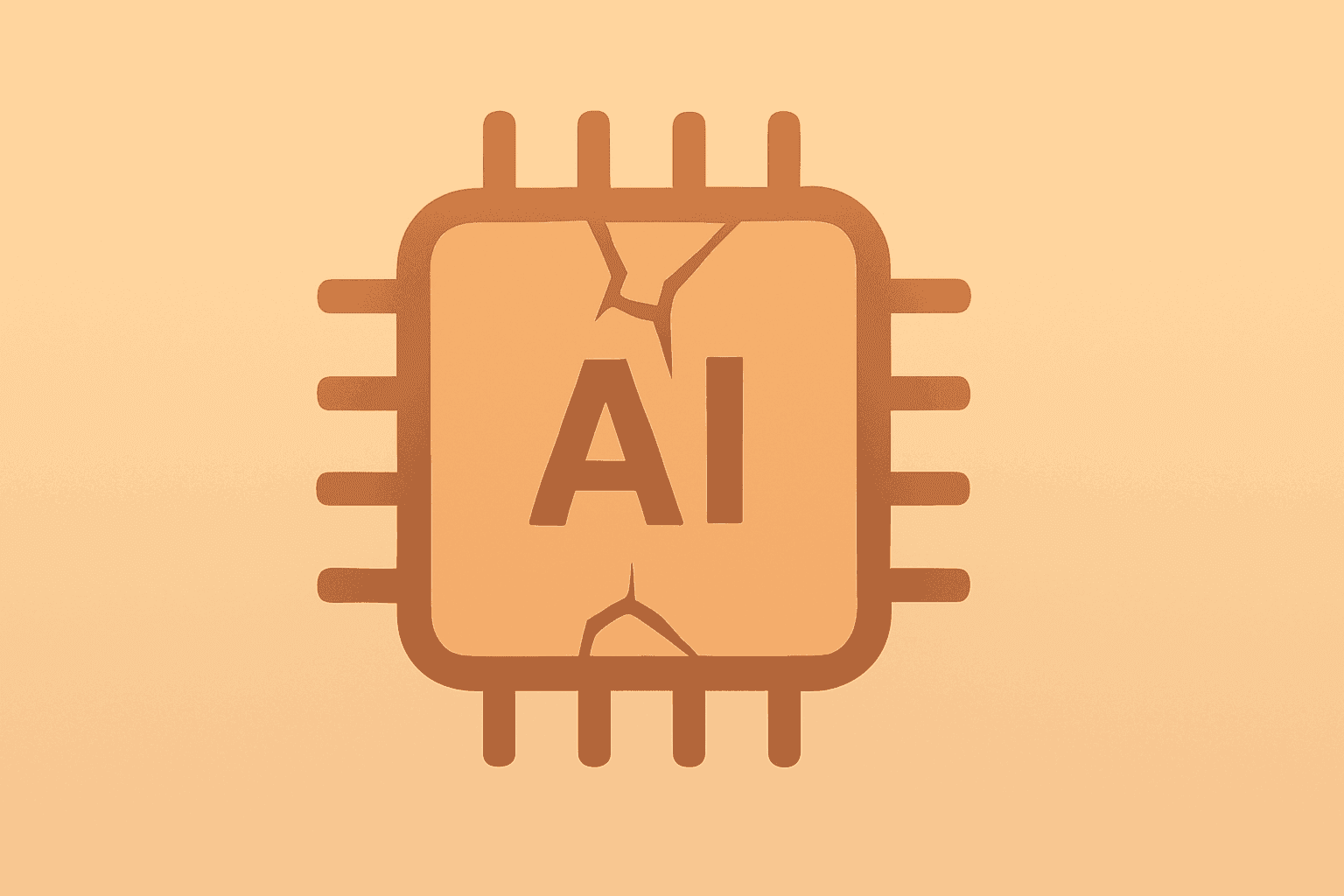 Flat vector of a server module with a fractured shell representing Meta Manus acquisition blocked and tighter AI controls