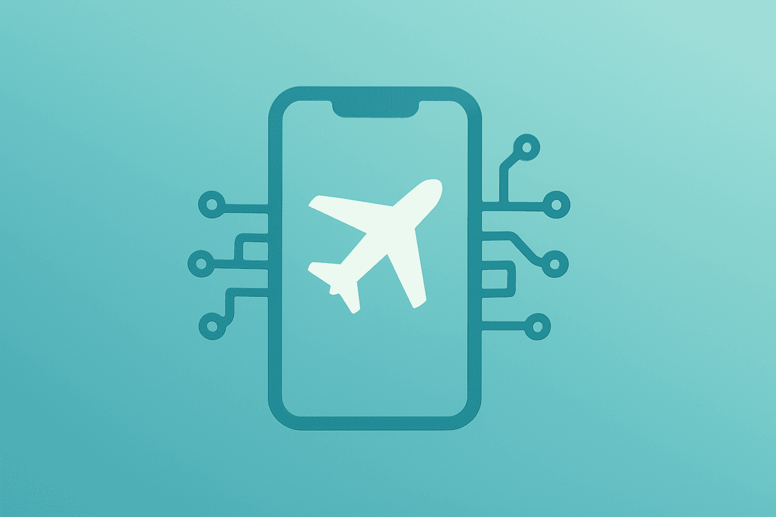 Flat vector of a travel app tile merged with a neural network chip, symbolizing Airbnb CTO hire and AI productization.