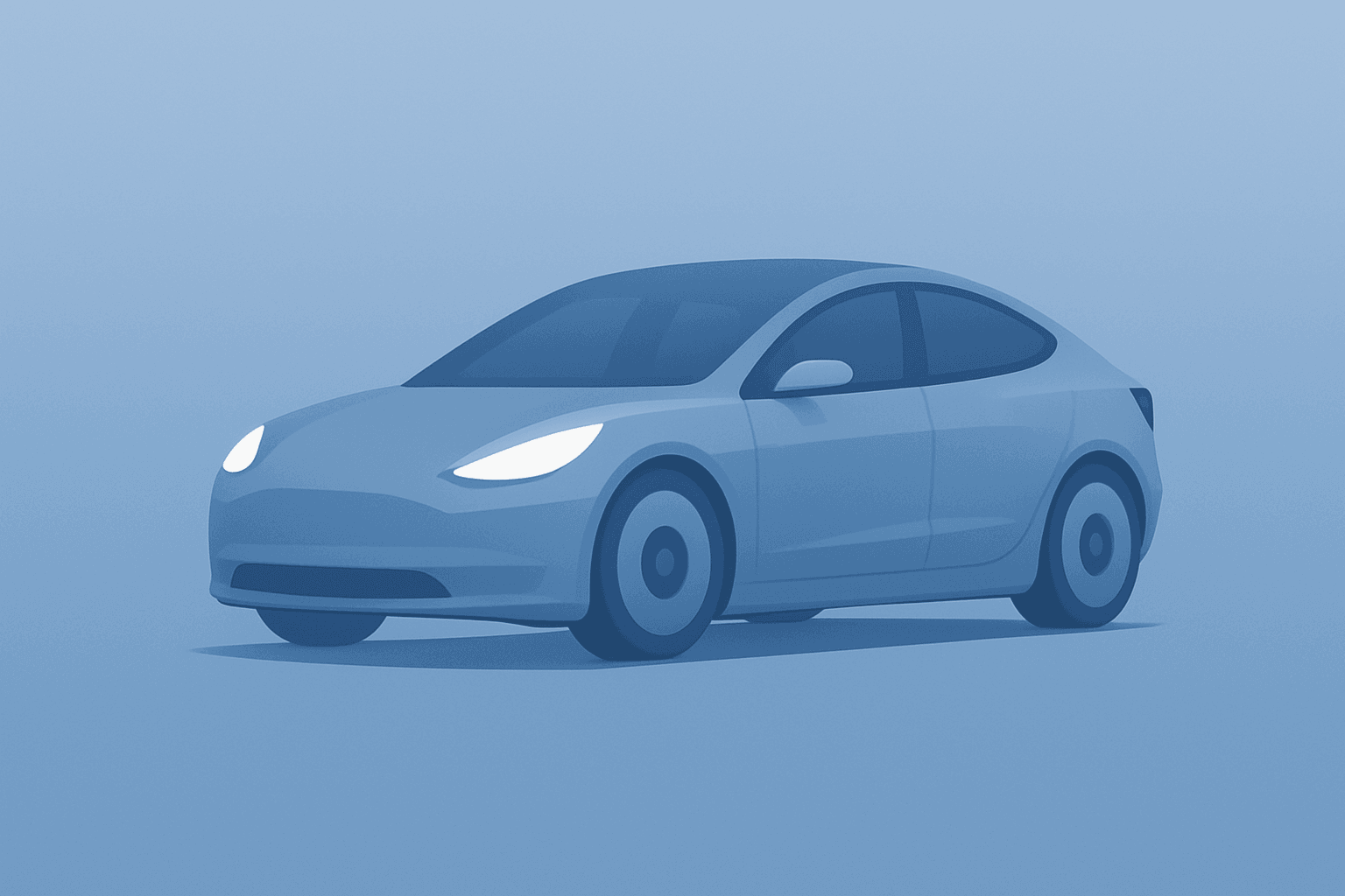 Flat filled vector of an electric car with a dimmed headlight, symbolizing mixed outlook after NIO Q2 results.