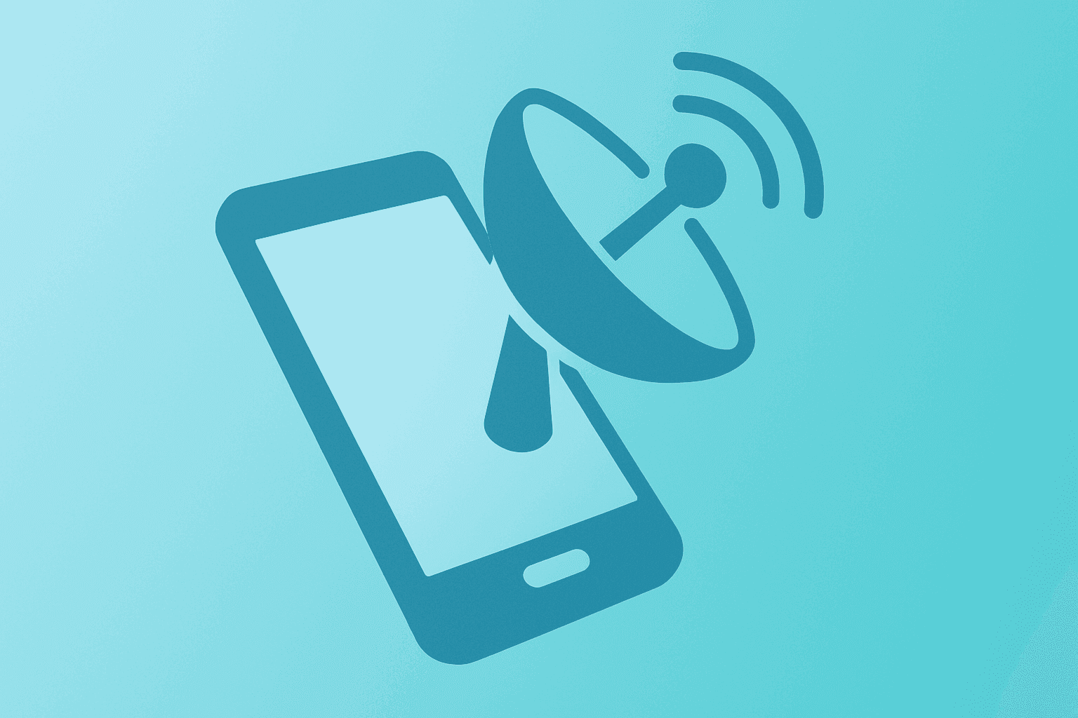 Flat vector of a handset merged with a satellite to evoke the SpaceX AI handset prototype on a light emerald-pearl gradient.