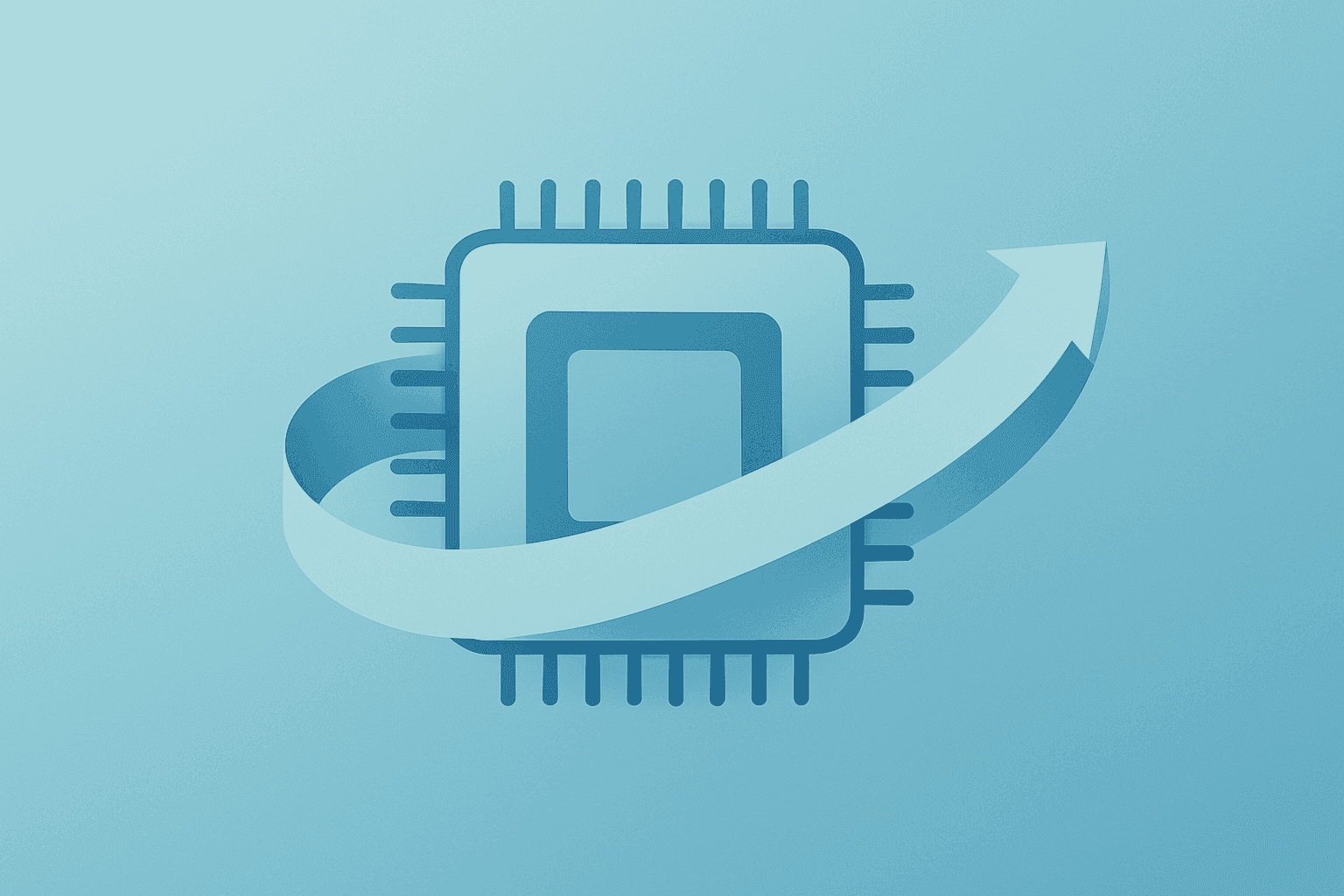 Flat centered vector server chip with expanding circuit to illustrate Nvidia undervalued thesis and cash-driven AI dominance.