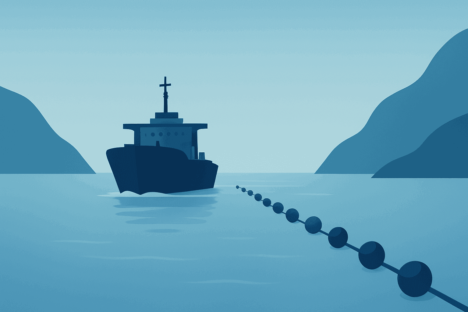 Stylized oil tanker and chokepoint icon on a smooth gradient suggesting oil prices surge and Iran sanctions risk.