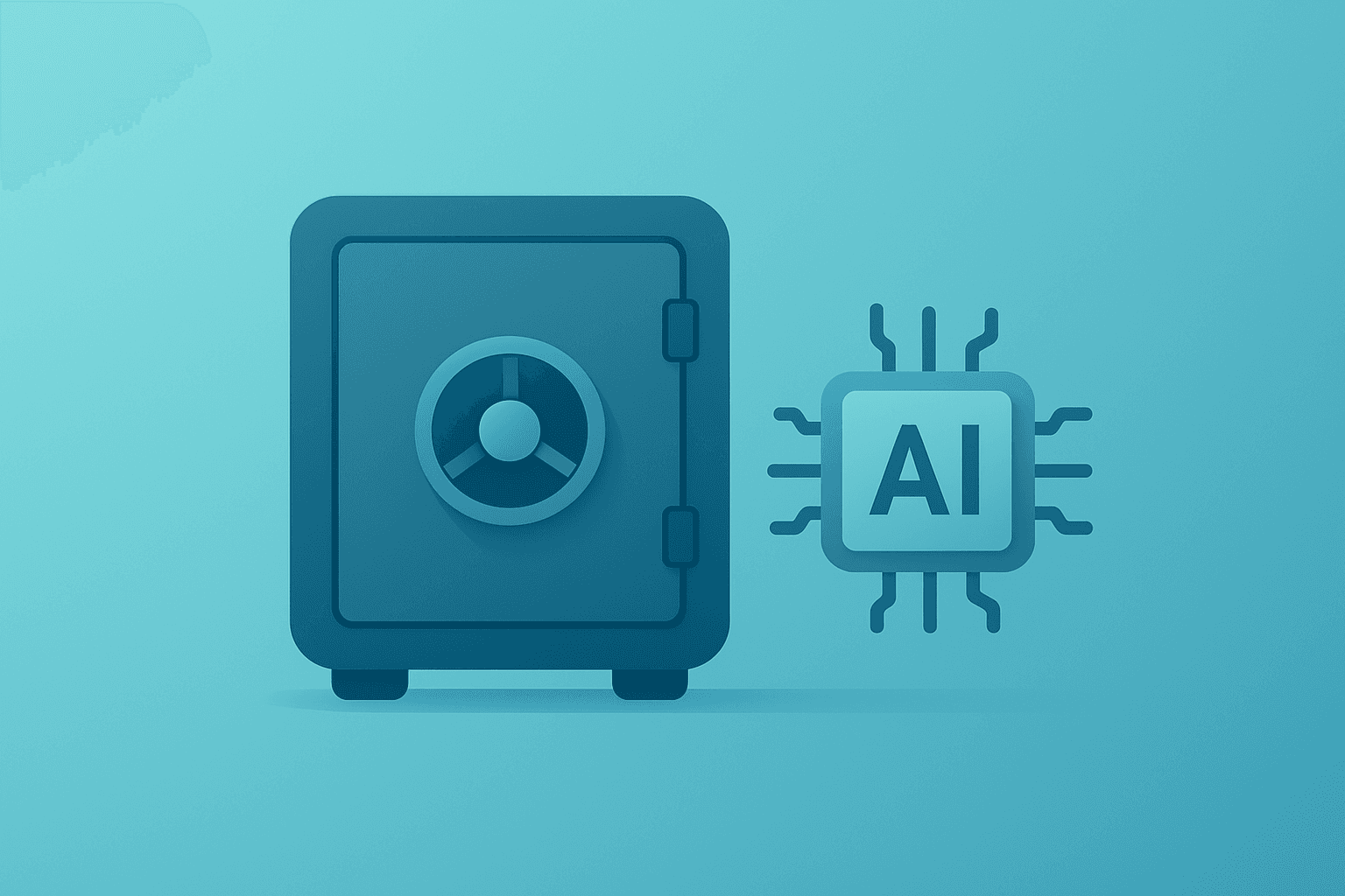 Flat vector of a data-center vault merging with an AI core to illustrate the SoftBank OpenAI investment pivot.