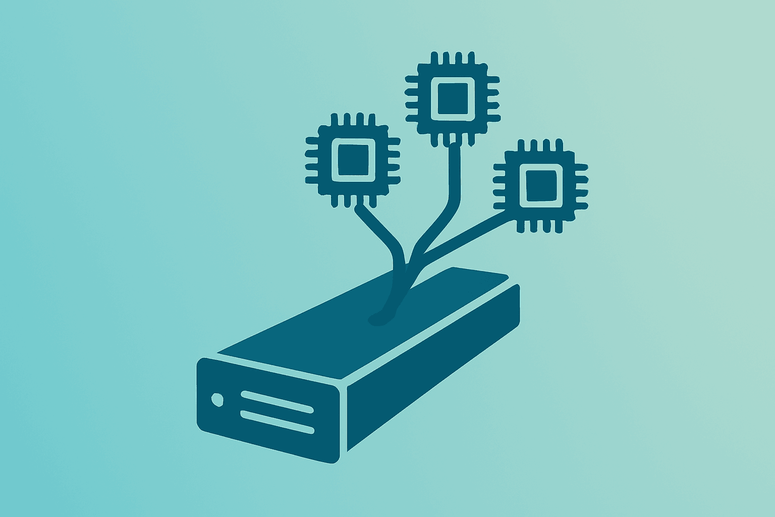 Flat centered vector of a server blade fused with a network rack, symbolizing Alphabet $80 Billion Equity Raise for AI.