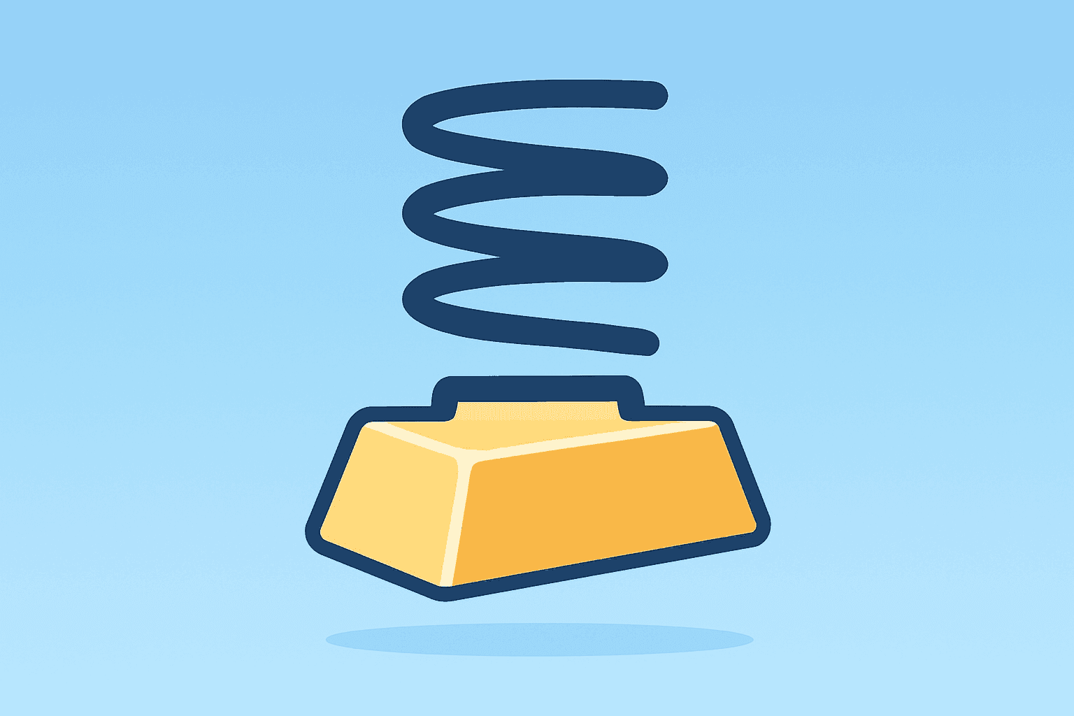Flat vector of a vault-like bullion form fused with a tightening bond coil to symbolize Gold price pressure.