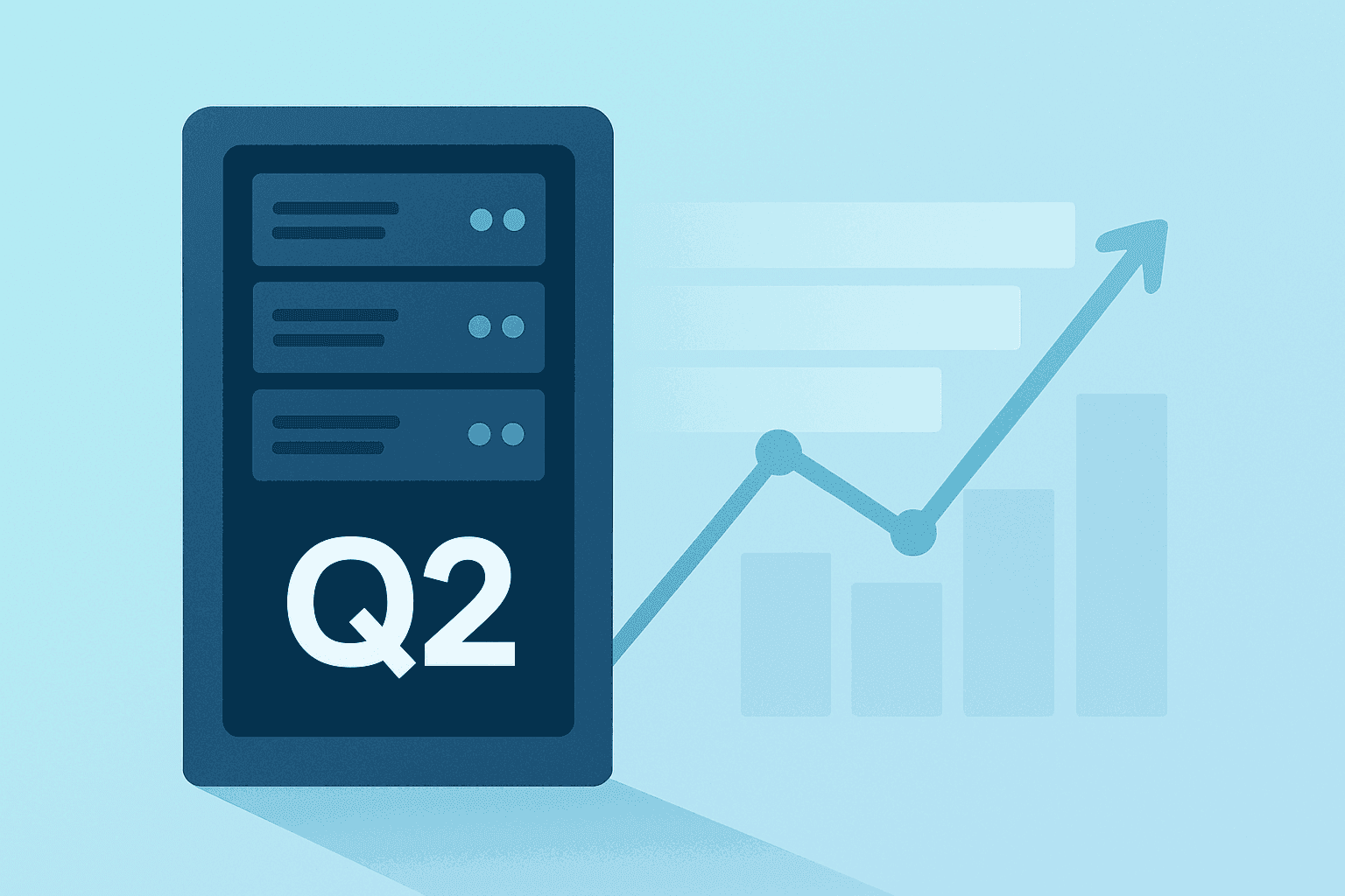 Flat vector server and cloud icon symbolizing Baidu Q2 2026 earnings with AI cloud growth and online marketing decline.