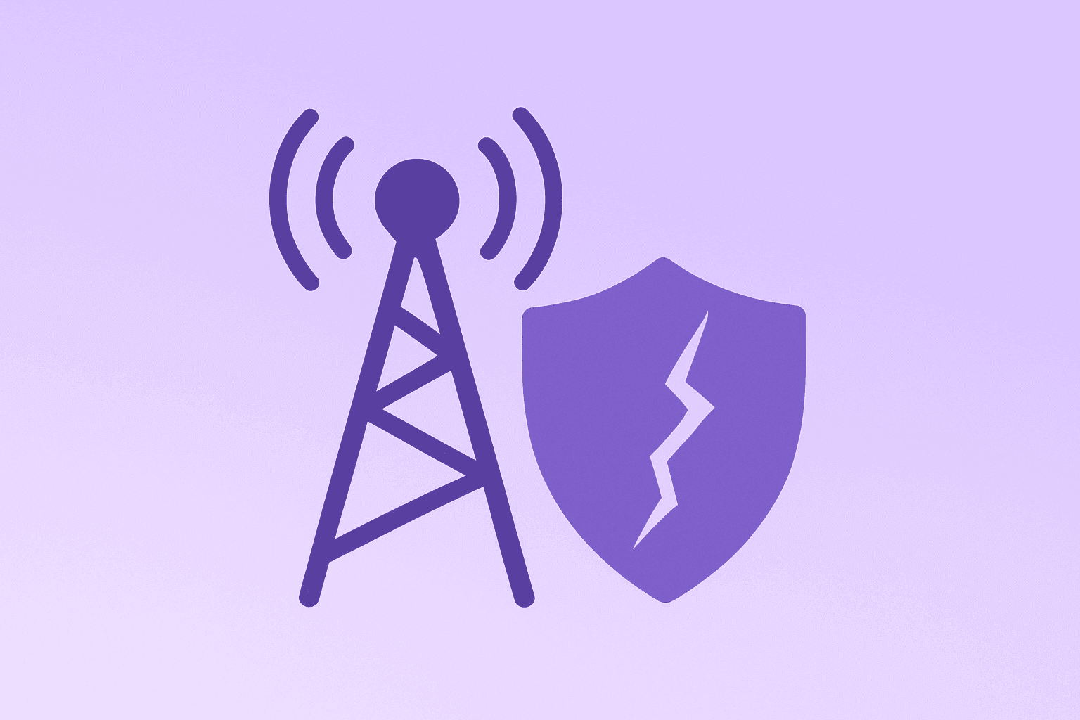Flat vector broadcast transmitter with a cracked shield, evoking Disney FCC license renewals and First Amendment risk.