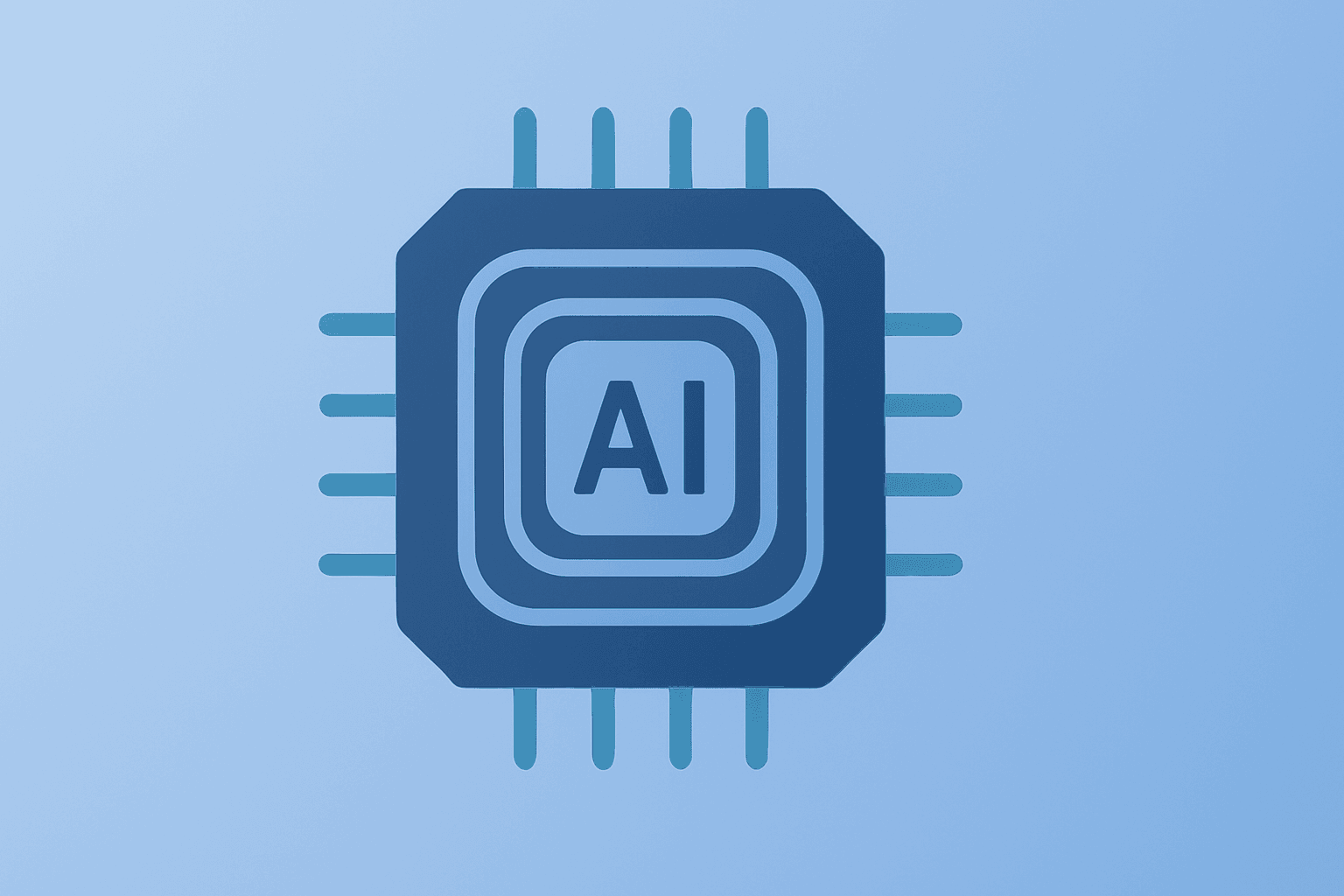 Flat vector server blade with glowing compute core signaling AI semiconductor strength amid Broadcom earnings miss