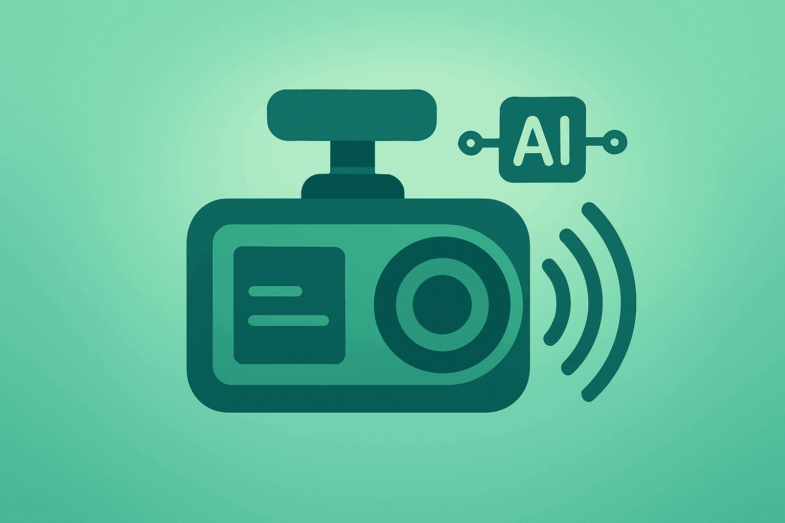 Flat filled vector of a field tablet emitting an AI pulse representing Samsara earnings, ARR scale and Operational AI.