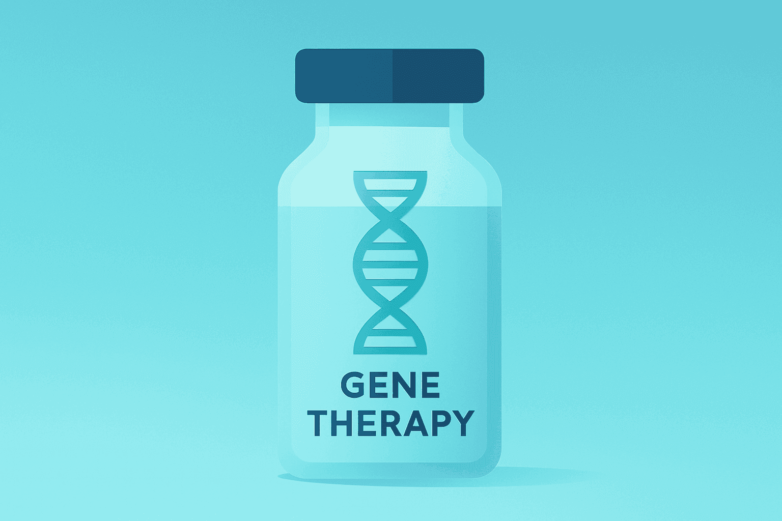 Flat-vector gene-therapy vial with fading DNA ribbon representing uniQure AMT-130 data at 48 months and regulatory risk.
