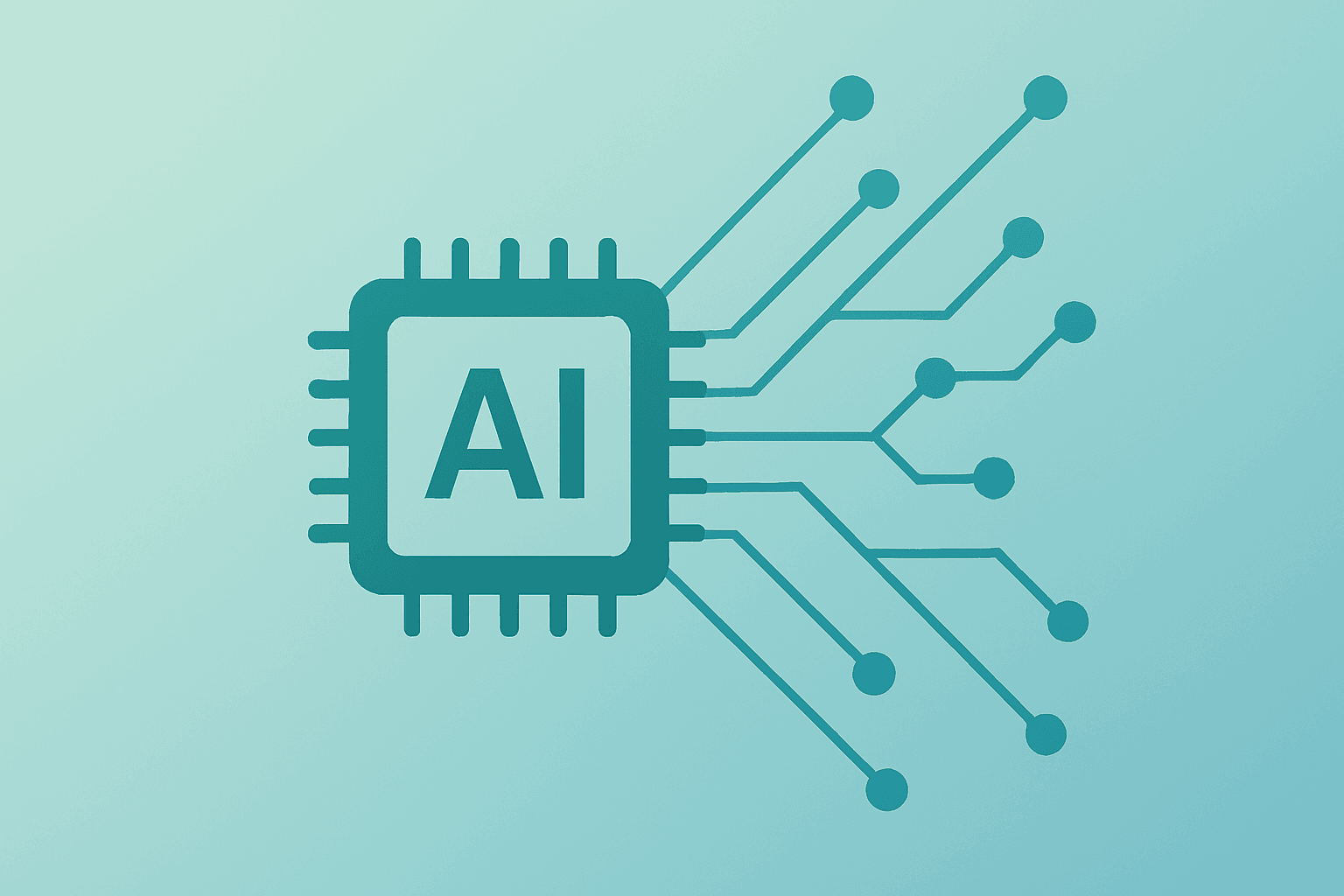 Centered flat vector of a chip cluster blending into a server blade to symbolize Broadcom stock's AI-driven growth.